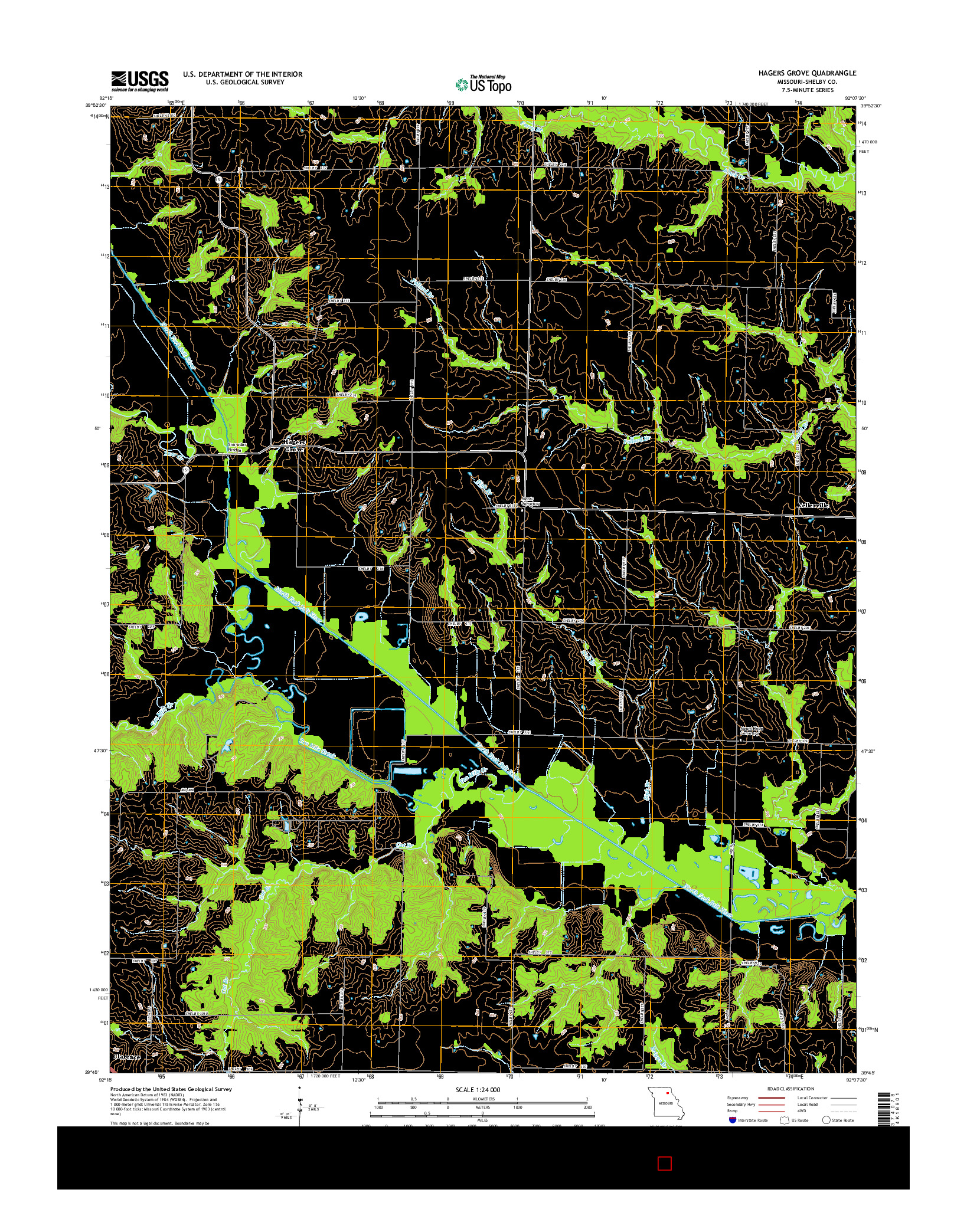 USGS US TOPO 7.5-MINUTE MAP FOR HAGERS GROVE, MO 2014