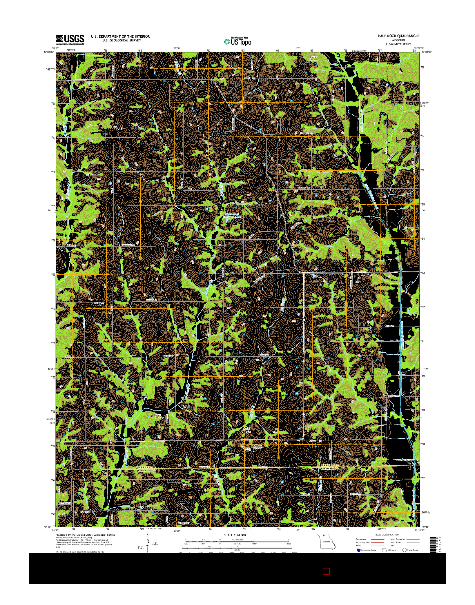 USGS US TOPO 7.5-MINUTE MAP FOR HALF ROCK, MO 2014