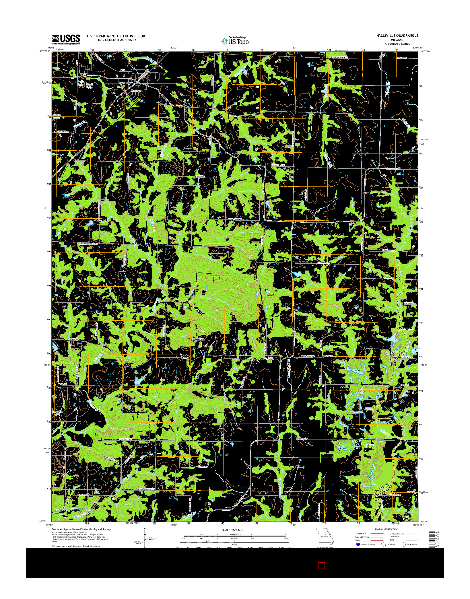 USGS US TOPO 7.5-MINUTE MAP FOR HALLSVILLE, MO 2014