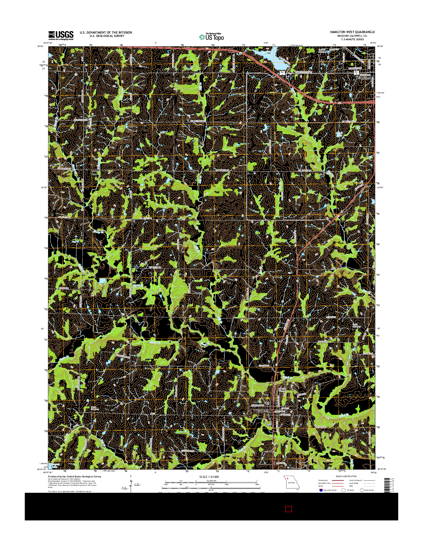 USGS US TOPO 7.5-MINUTE MAP FOR HAMILTON WEST, MO 2014