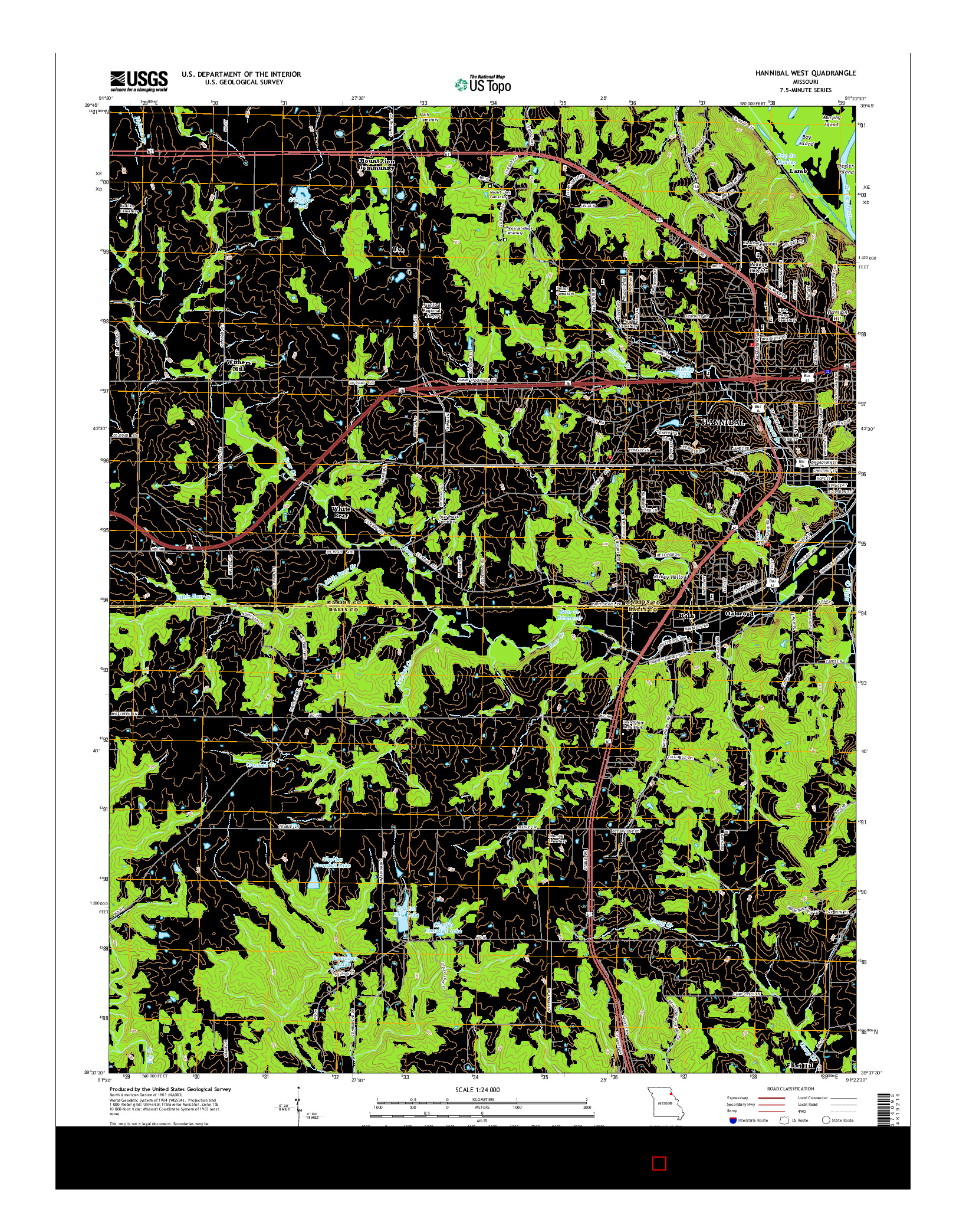 USGS US TOPO 7.5-MINUTE MAP FOR HANNIBAL WEST, MO 2014