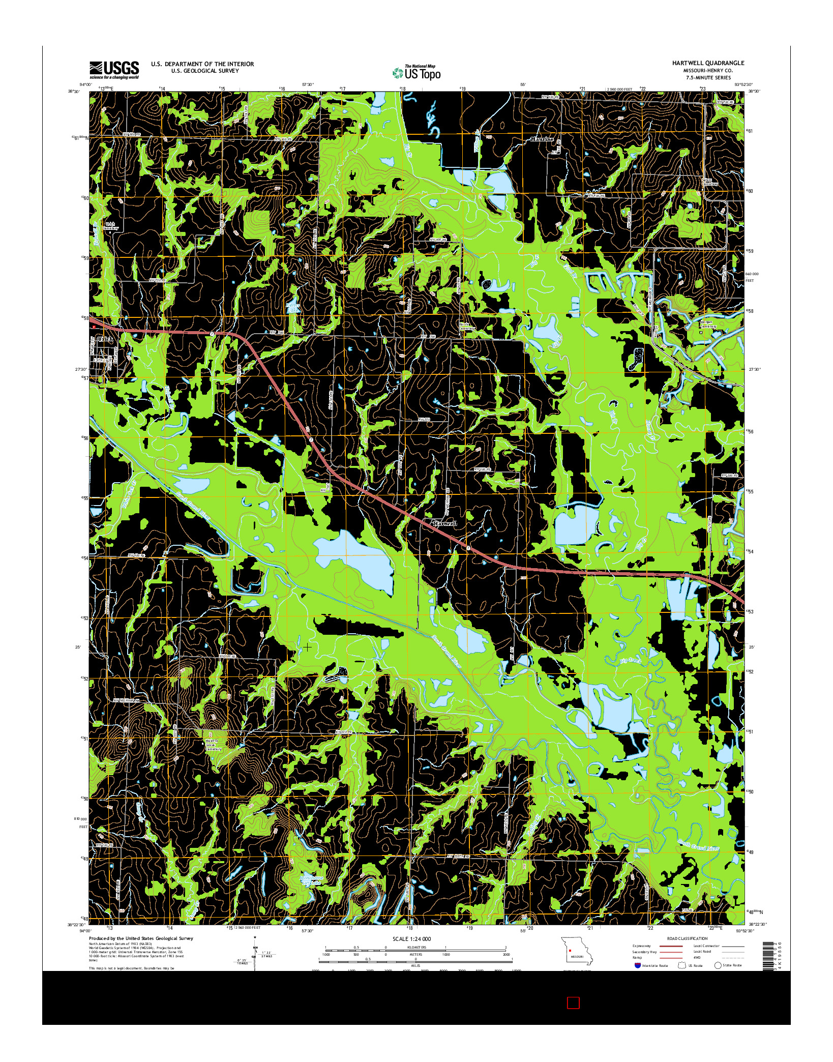 USGS US TOPO 7.5-MINUTE MAP FOR HARTWELL, MO 2014