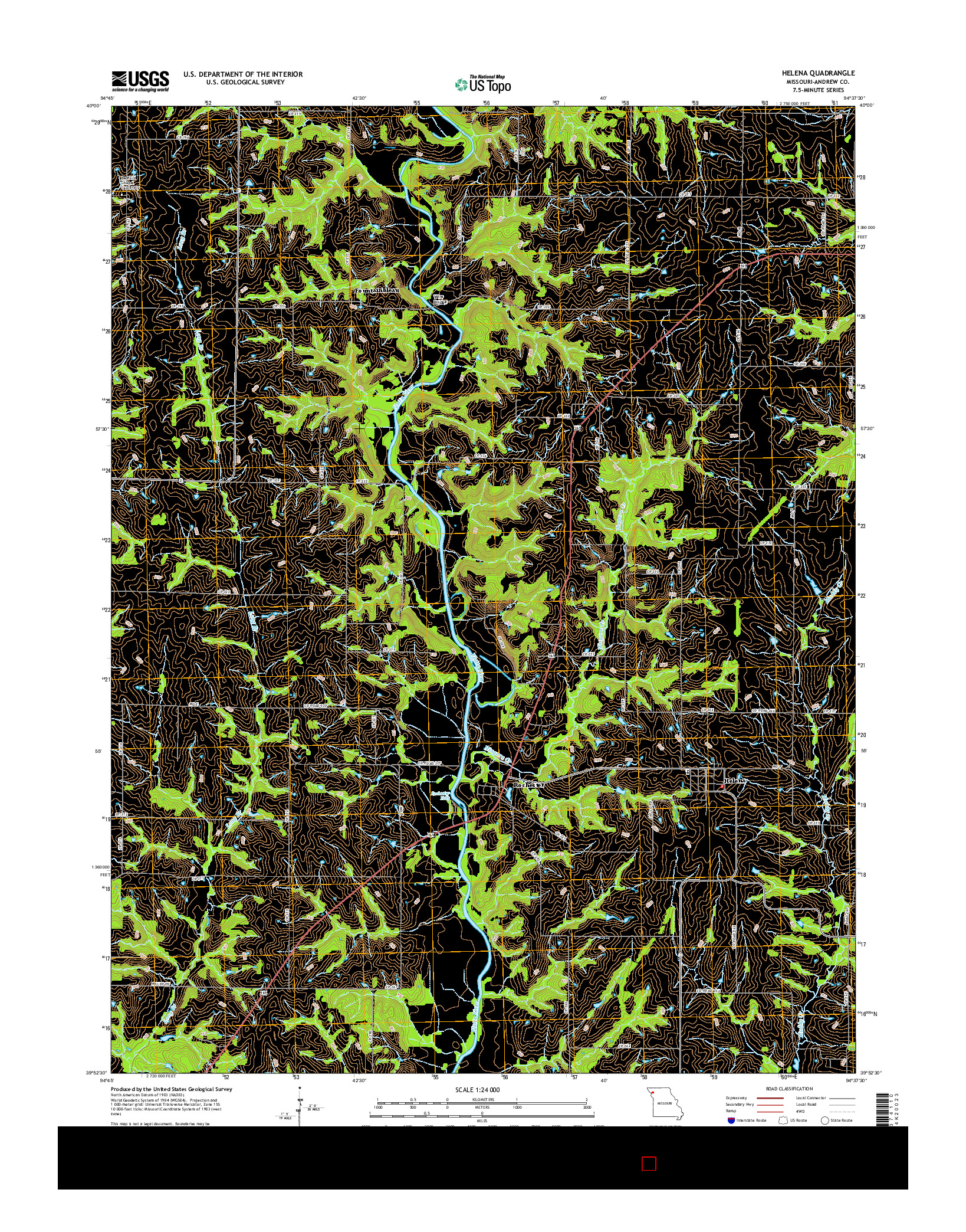 USGS US TOPO 7.5-MINUTE MAP FOR HELENA, MO 2014