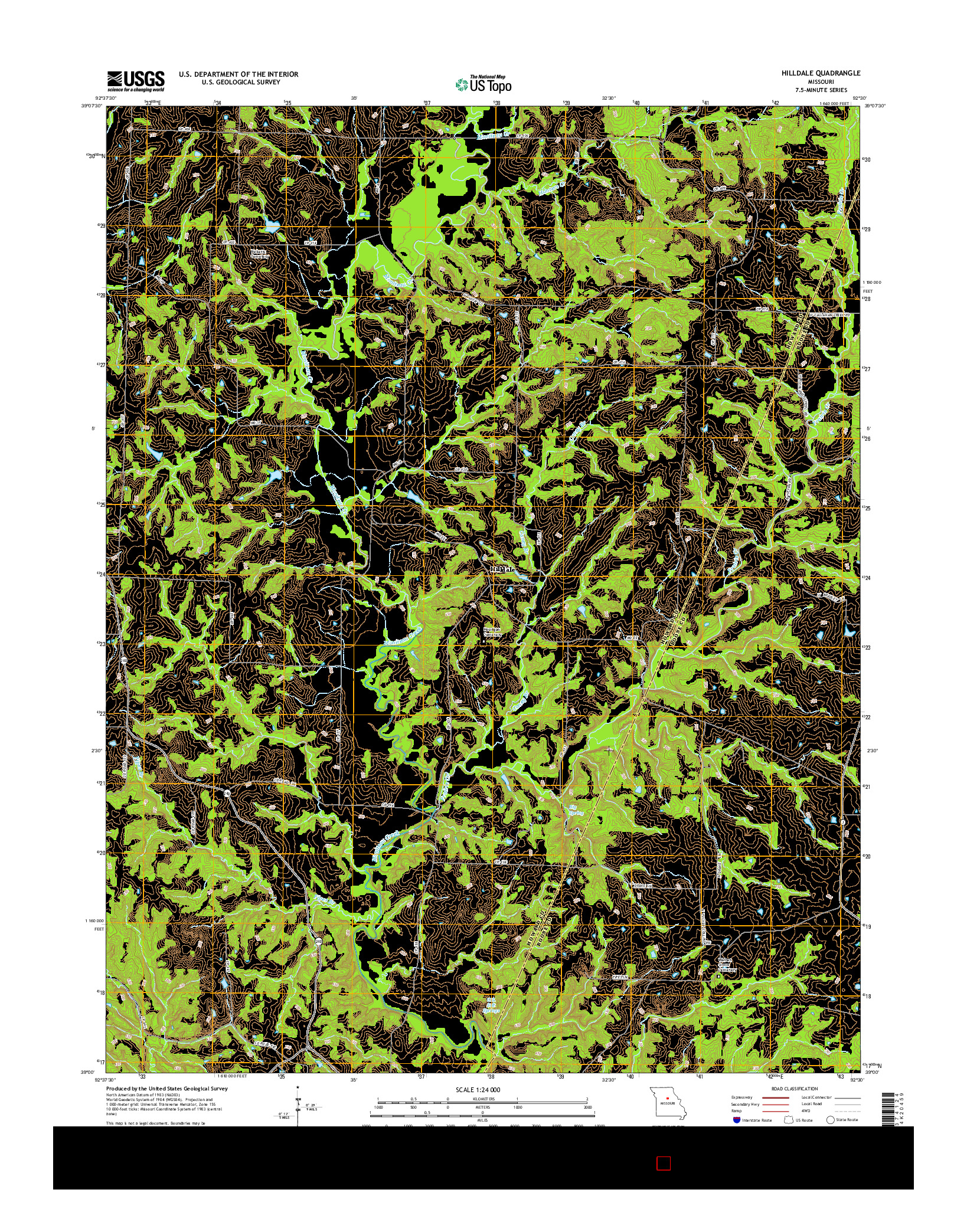 USGS US TOPO 7.5-MINUTE MAP FOR HILLDALE, MO 2014