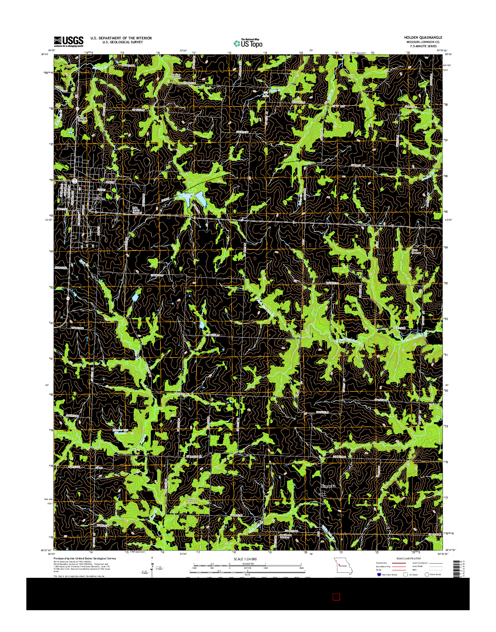 USGS US TOPO 7.5-MINUTE MAP FOR HOLDEN, MO 2014