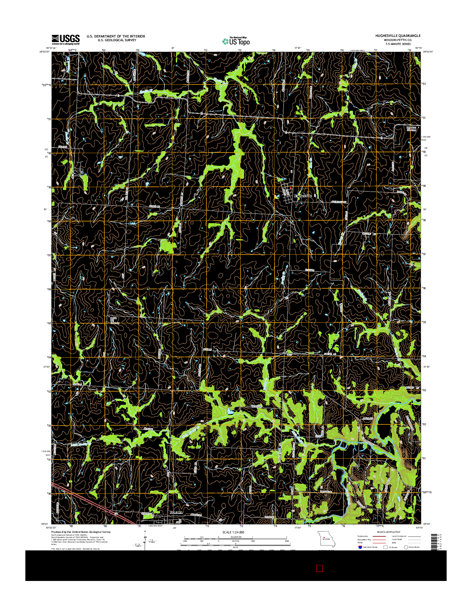 USGS US TOPO 7.5-MINUTE MAP FOR HUGHESVILLE, MO 2014