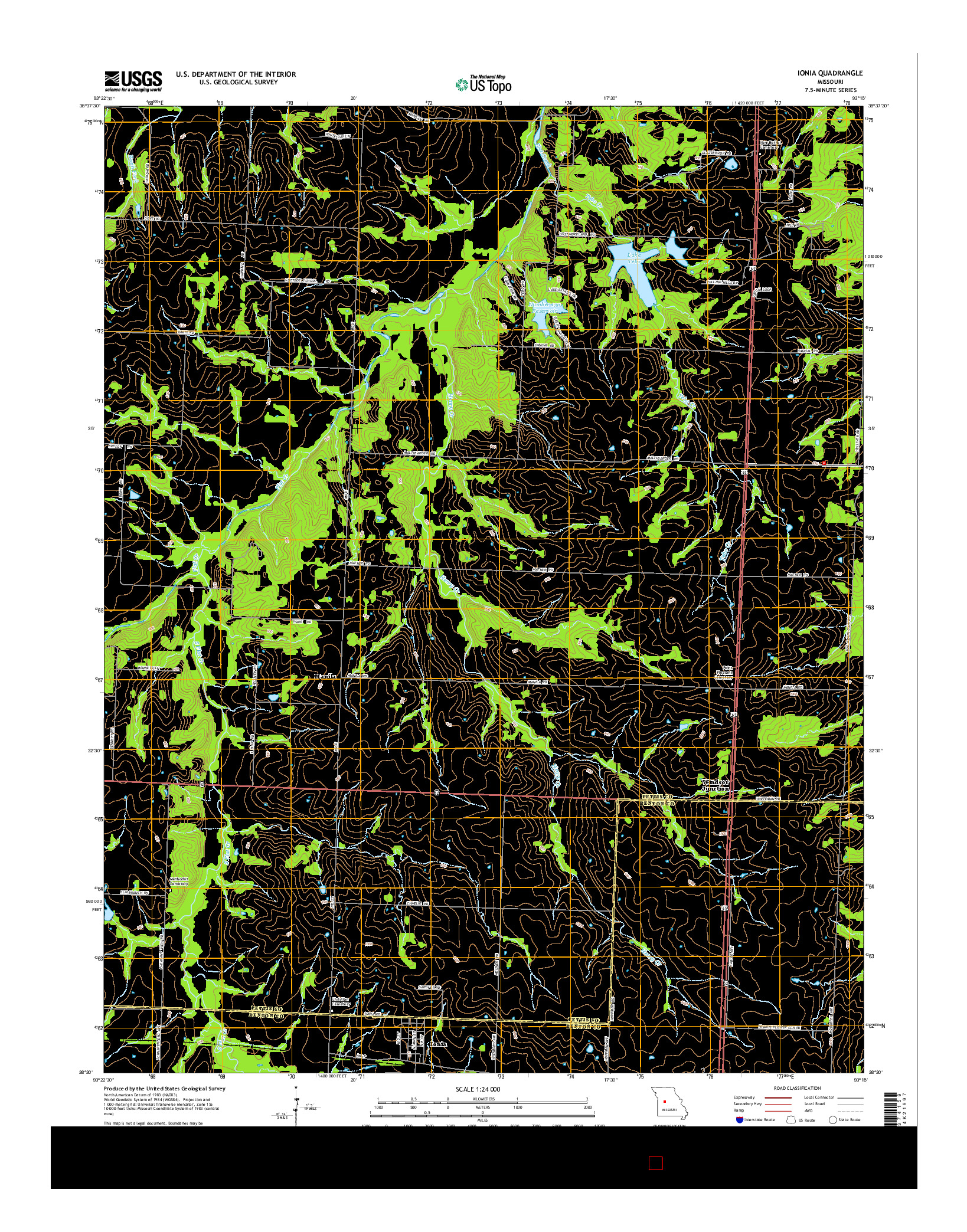 USGS US TOPO 7.5-MINUTE MAP FOR IONIA, MO 2014