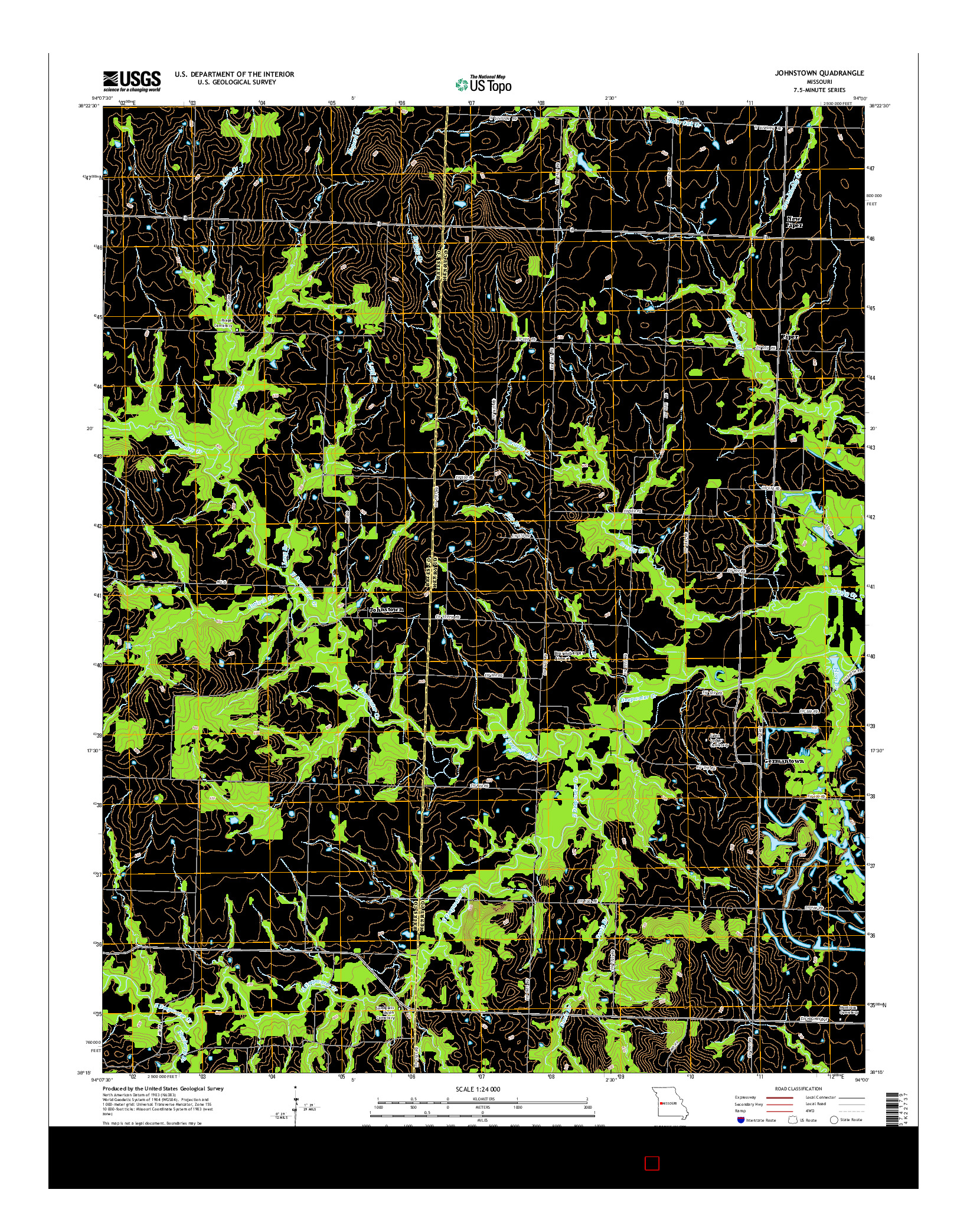 USGS US TOPO 7.5-MINUTE MAP FOR JOHNSTOWN, MO 2014