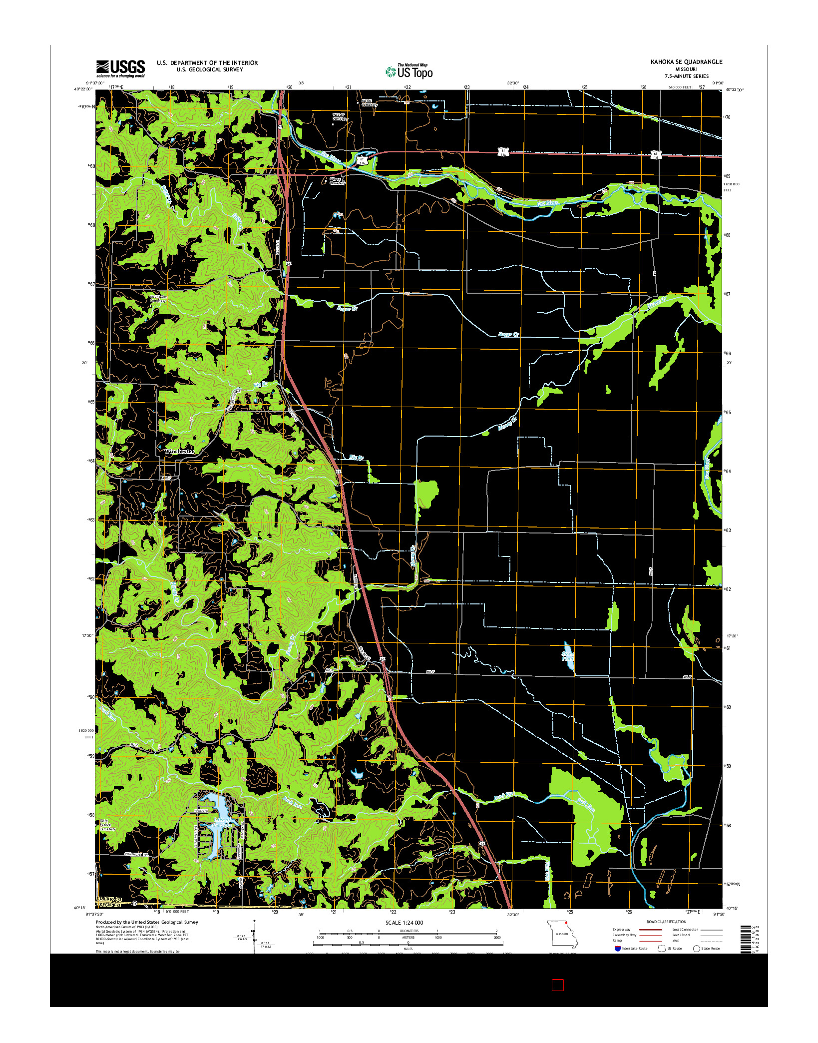 USGS US TOPO 7.5-MINUTE MAP FOR KAHOKA SE, MO 2014