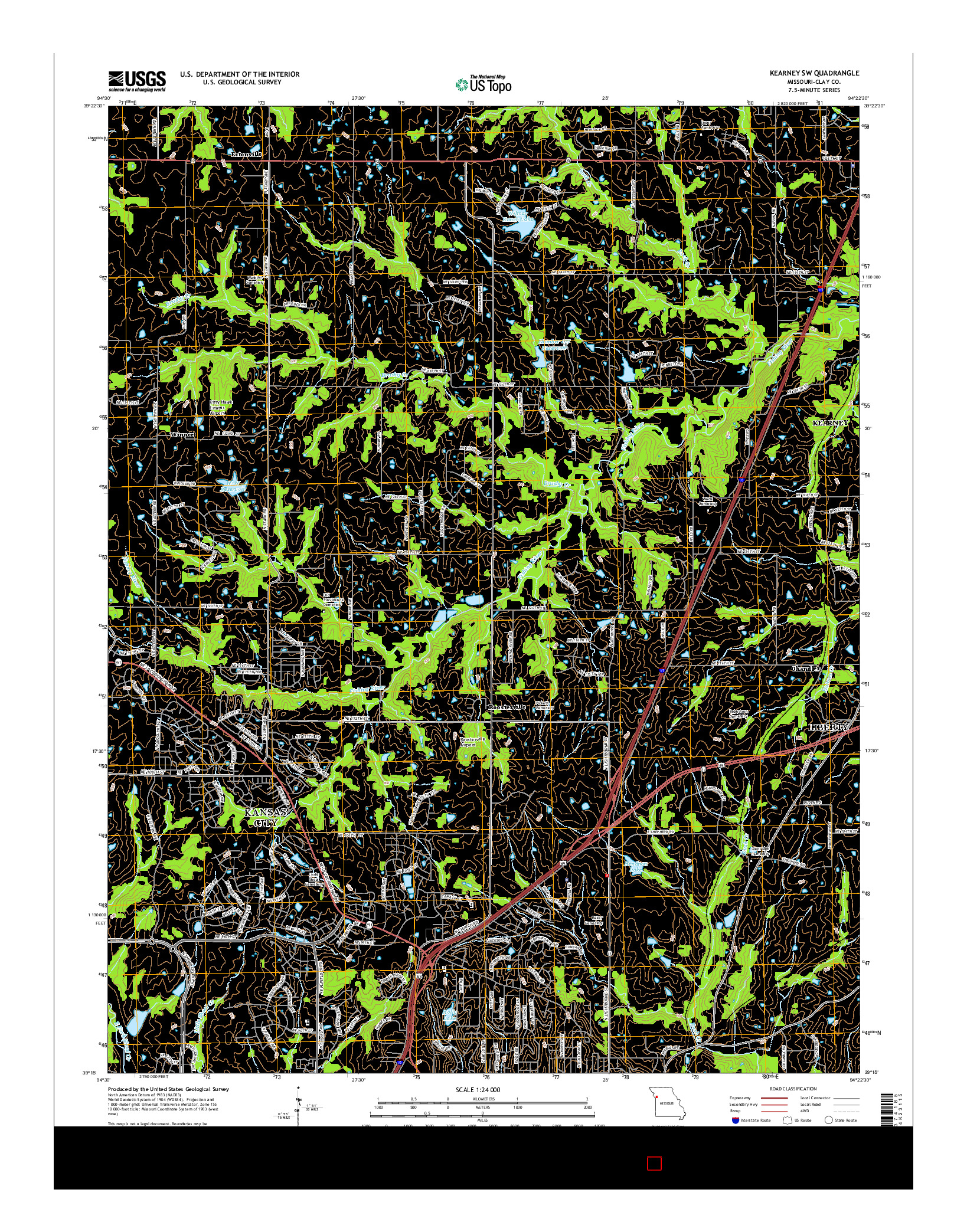 USGS US TOPO 7.5-MINUTE MAP FOR KEARNEY SW, MO 2014