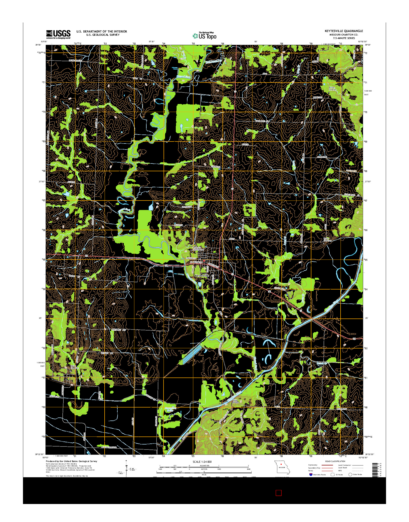 USGS US TOPO 7.5-MINUTE MAP FOR KEYTESVILLE, MO 2014