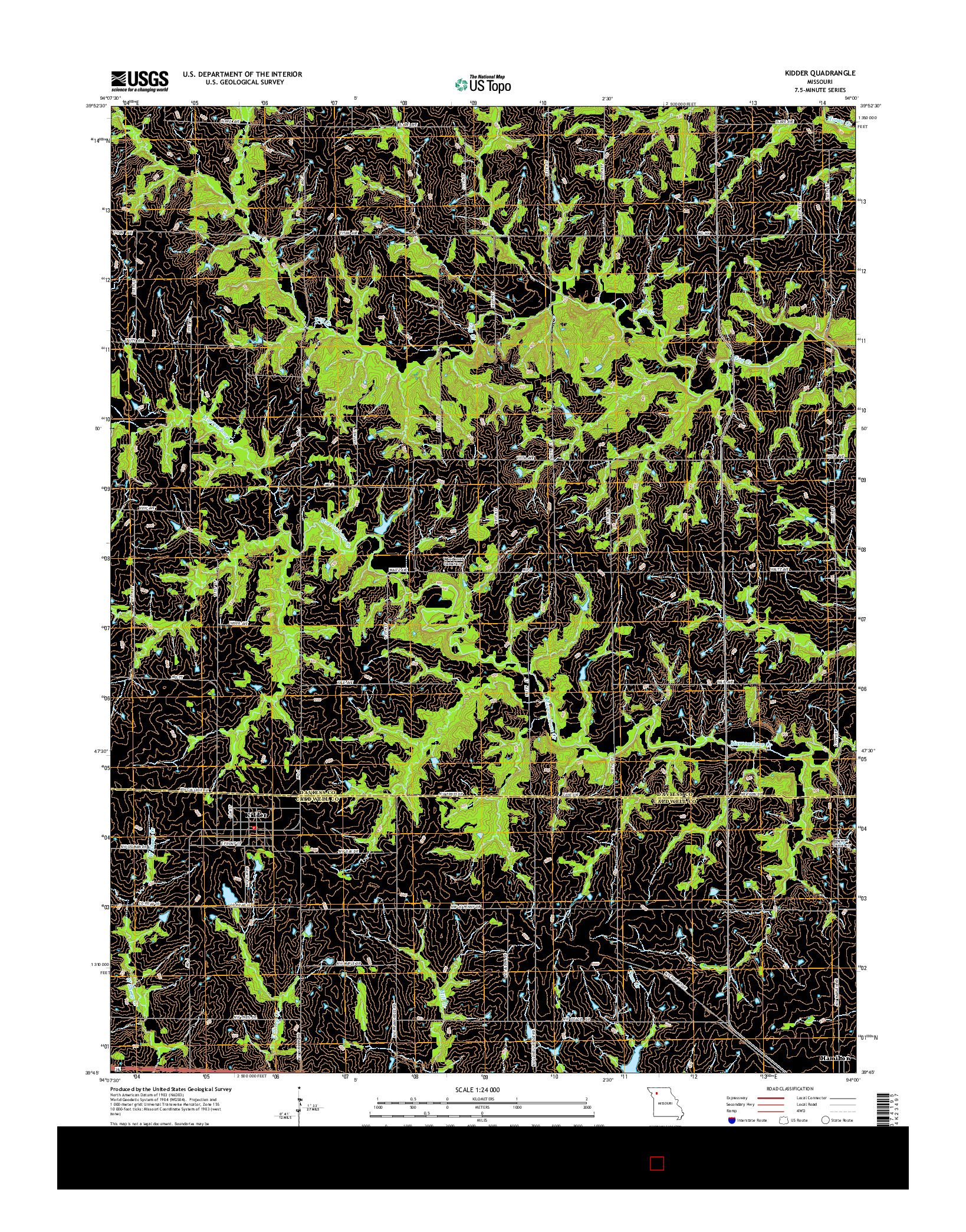 USGS US TOPO 7.5-MINUTE MAP FOR KIDDER, MO 2014