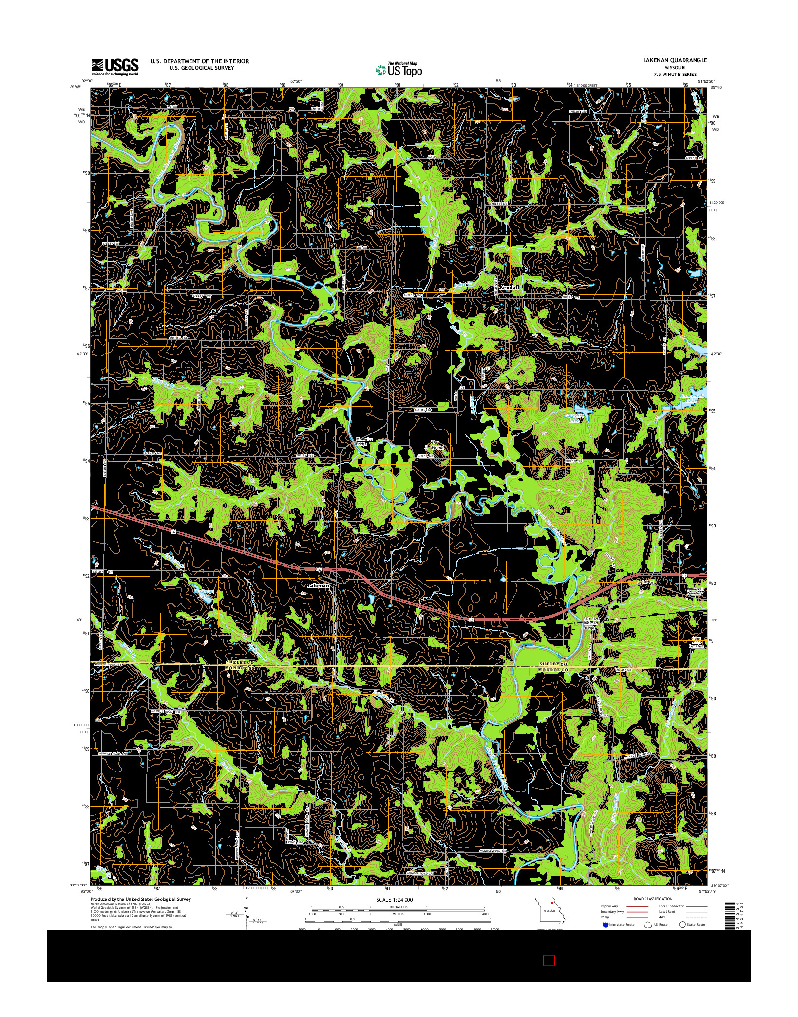 USGS US TOPO 7.5-MINUTE MAP FOR LAKENAN, MO 2014