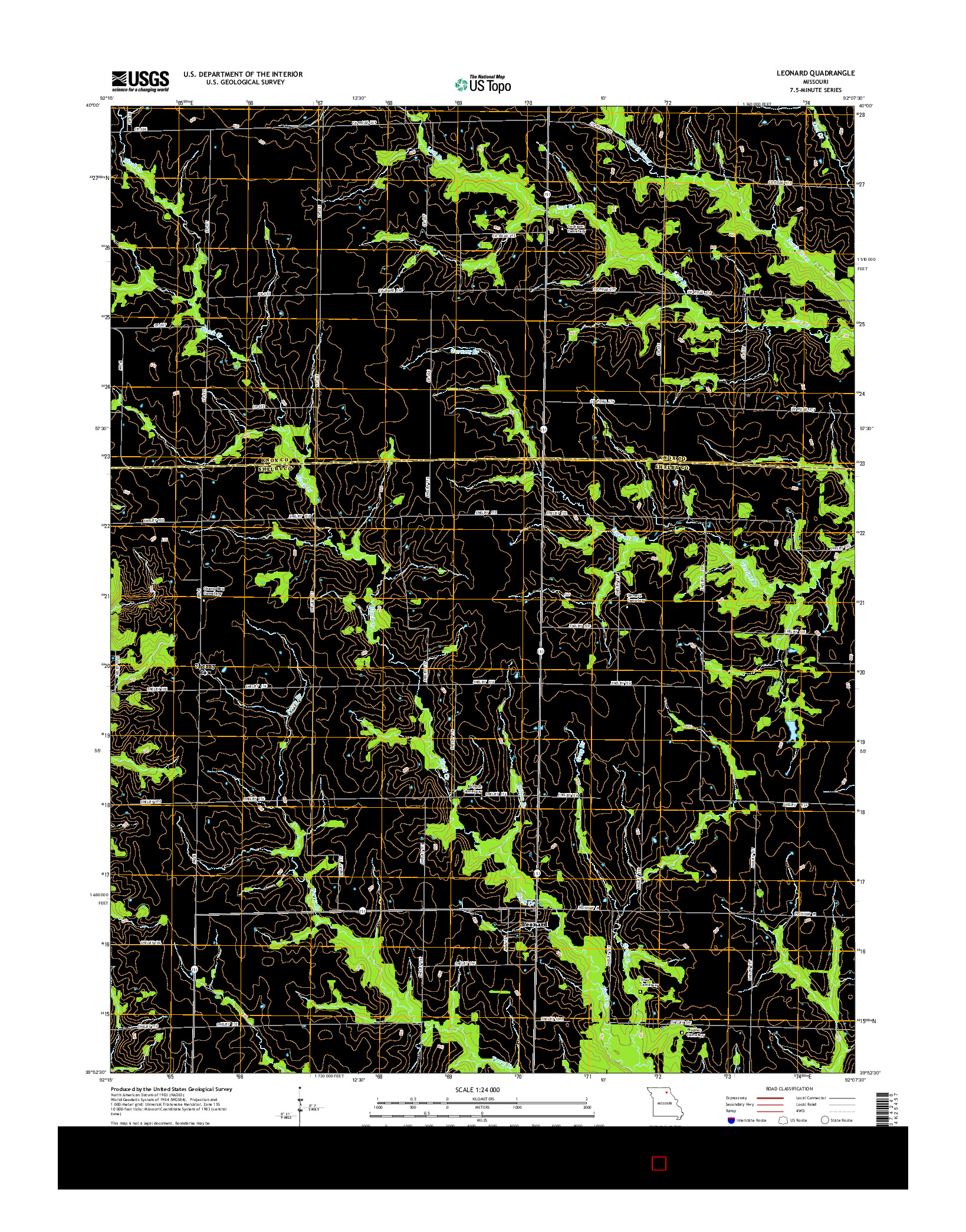 USGS US TOPO 7.5-MINUTE MAP FOR LEONARD, MO 2014