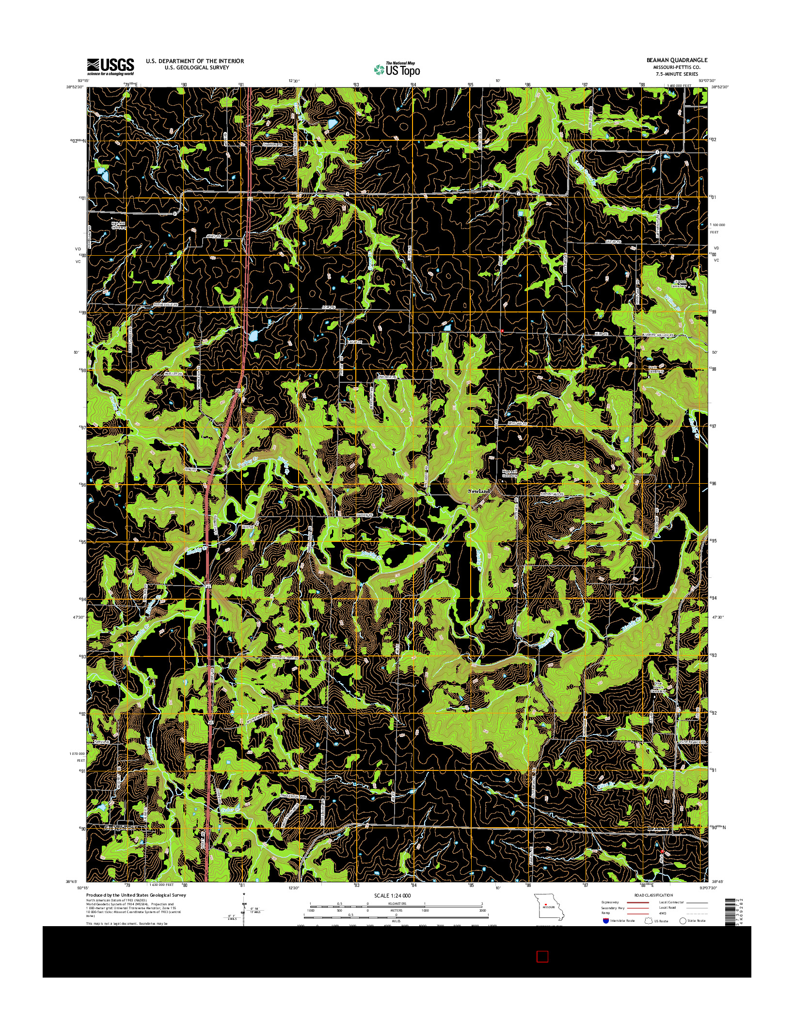 USGS US TOPO 7.5-MINUTE MAP FOR BEAMAN, MO 2014