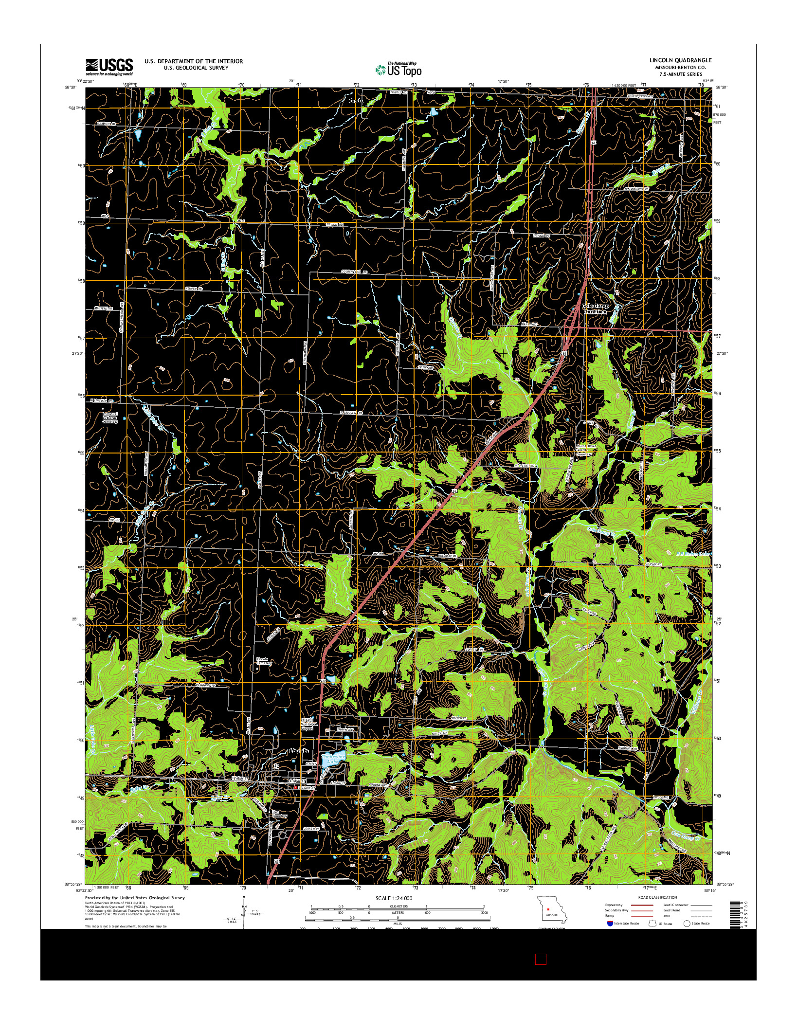 USGS US TOPO 7.5-MINUTE MAP FOR LINCOLN, MO 2014