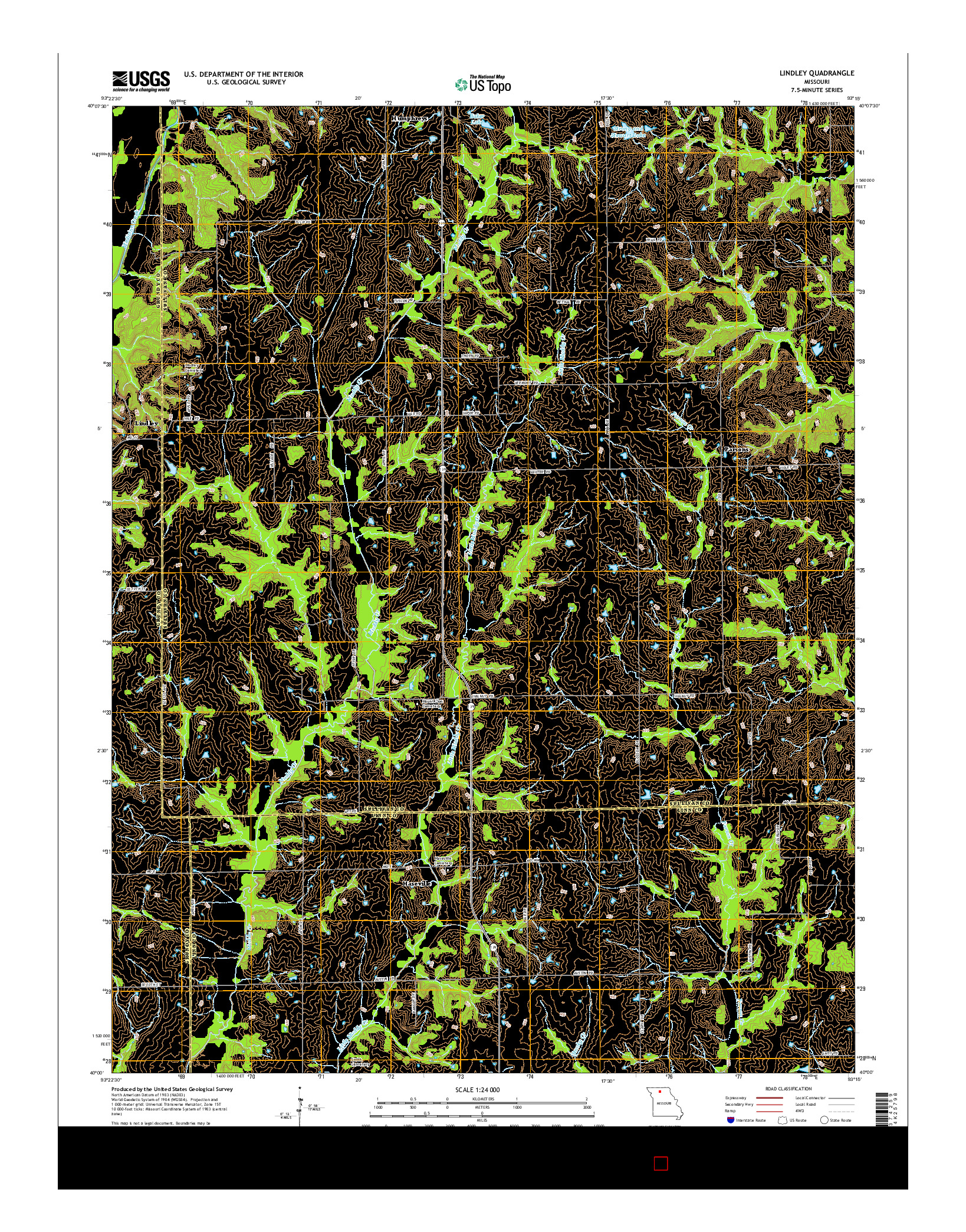 USGS US TOPO 7.5-MINUTE MAP FOR LINDLEY, MO 2014