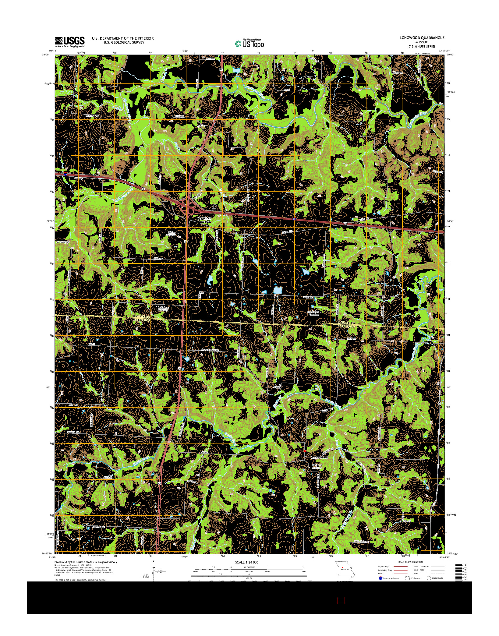 USGS US TOPO 7.5-MINUTE MAP FOR LONGWOOD, MO 2014