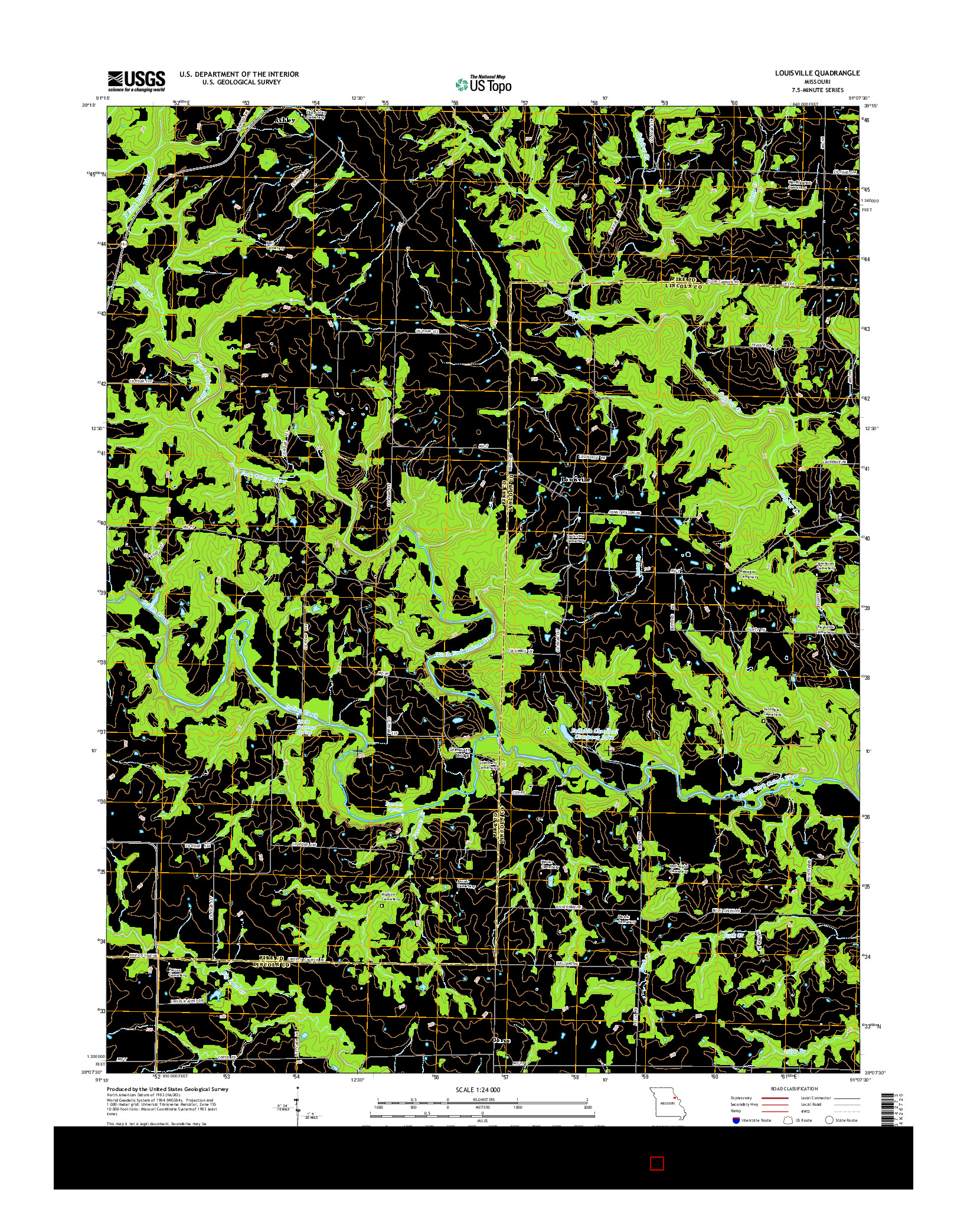USGS US TOPO 7.5-MINUTE MAP FOR LOUISVILLE, MO 2014