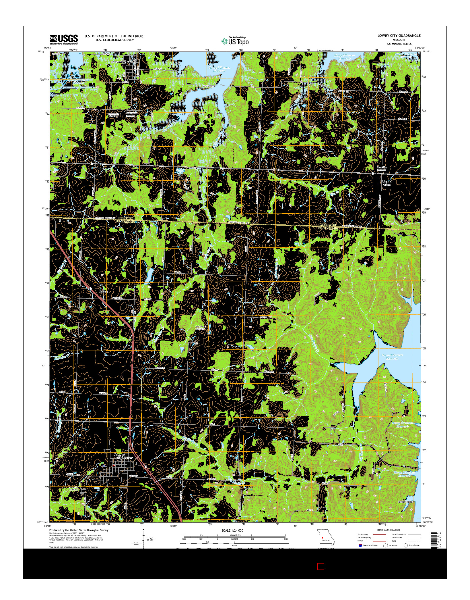 USGS US TOPO 7.5-MINUTE MAP FOR LOWRY CITY, MO 2014