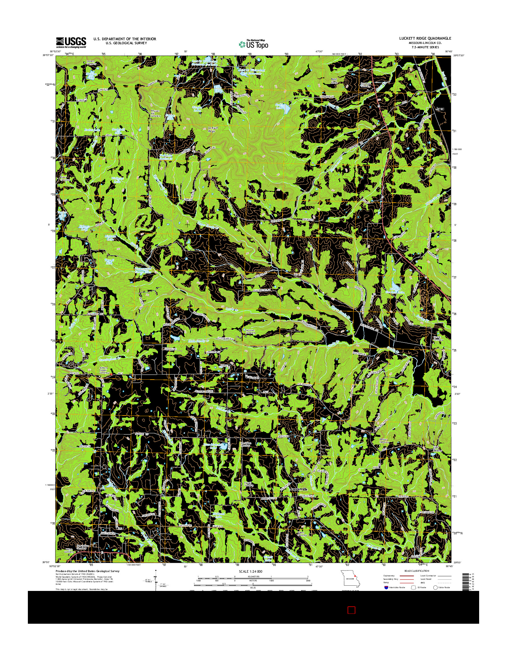 USGS US TOPO 7.5-MINUTE MAP FOR LUCKETT RIDGE, MO 2014