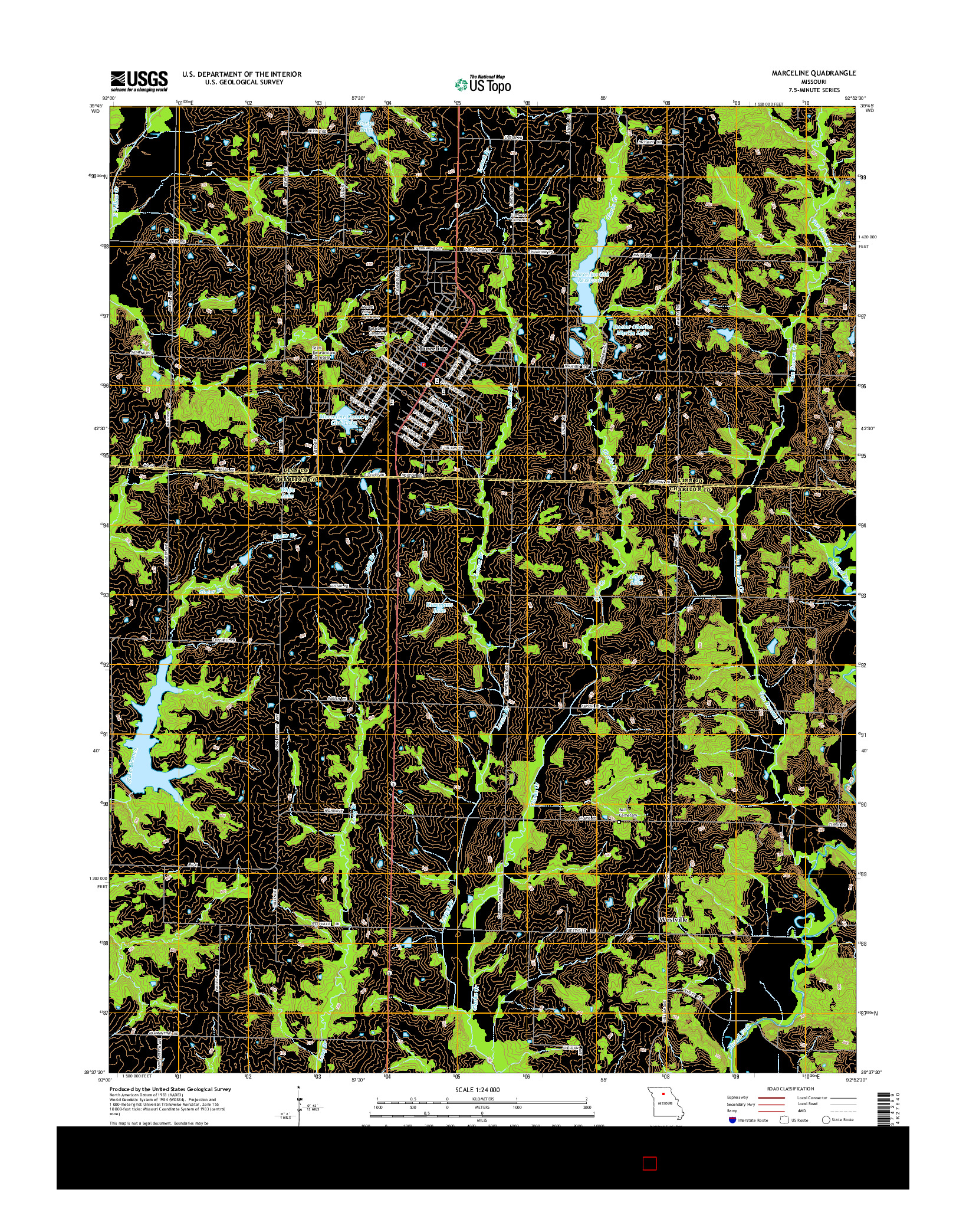 USGS US TOPO 7.5-MINUTE MAP FOR MARCELINE, MO 2014