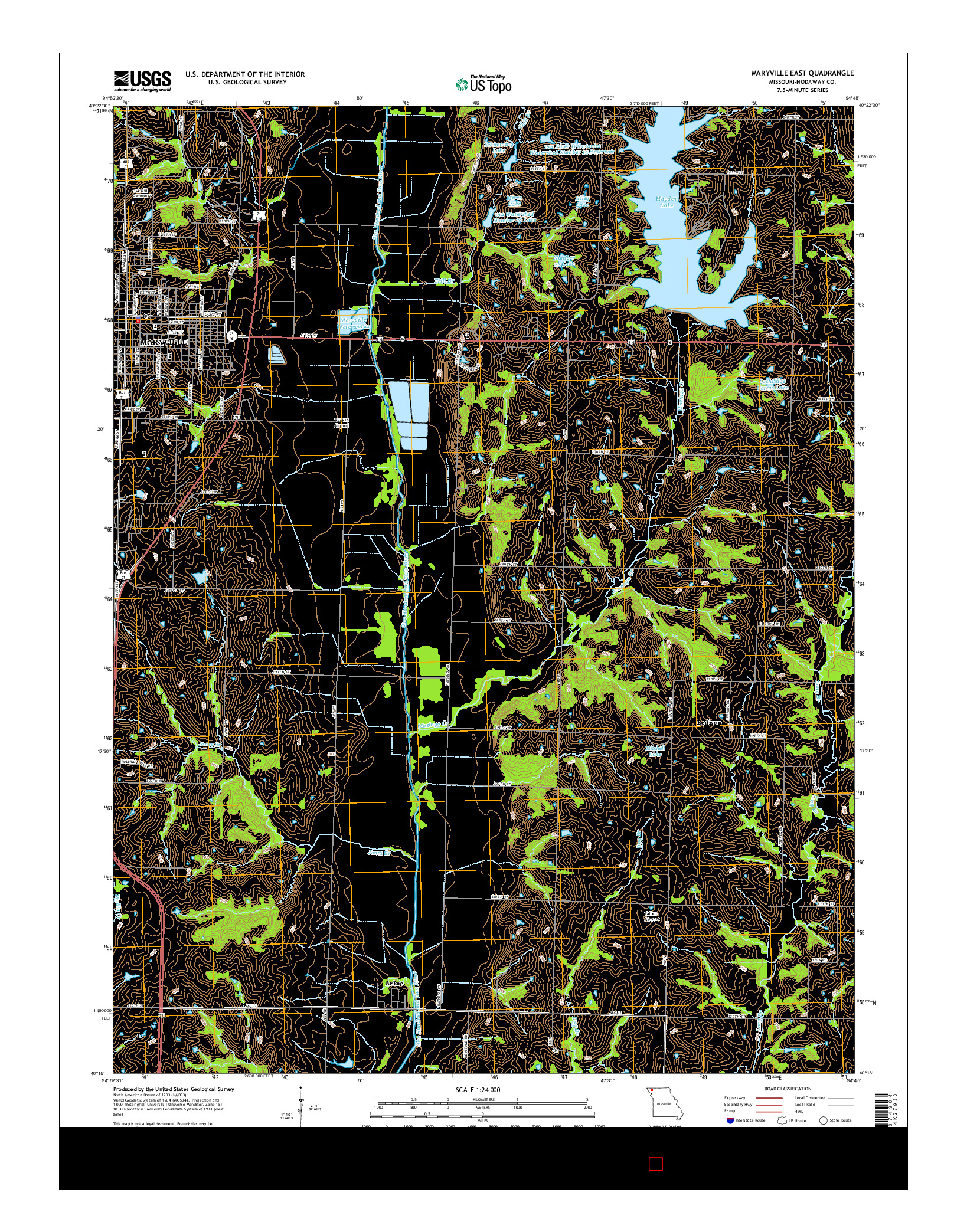 USGS US TOPO 7.5-MINUTE MAP FOR MARYVILLE EAST, MO 2014