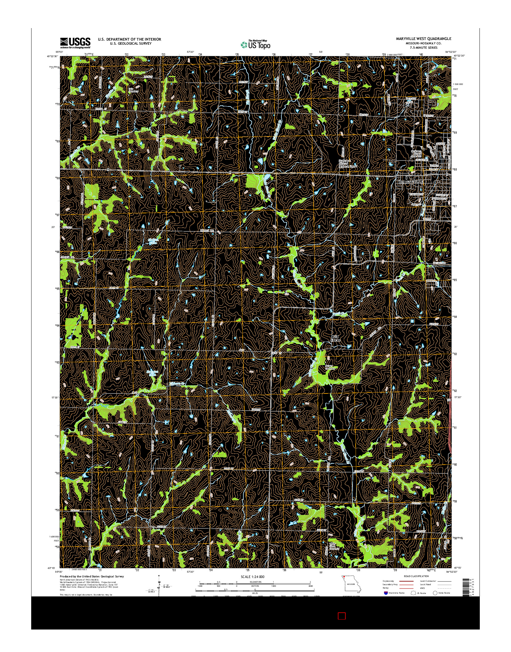 USGS US TOPO 7.5-MINUTE MAP FOR MARYVILLE WEST, MO 2014
