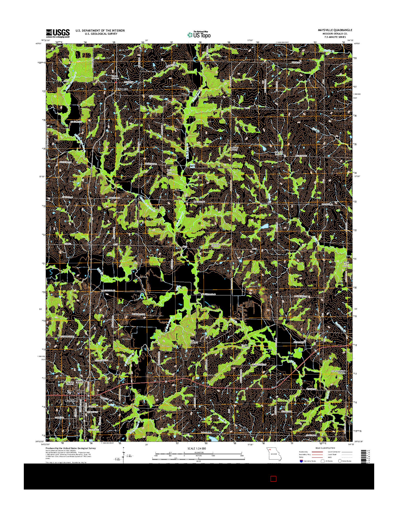 USGS US TOPO 7.5-MINUTE MAP FOR MAYSVILLE, MO 2014