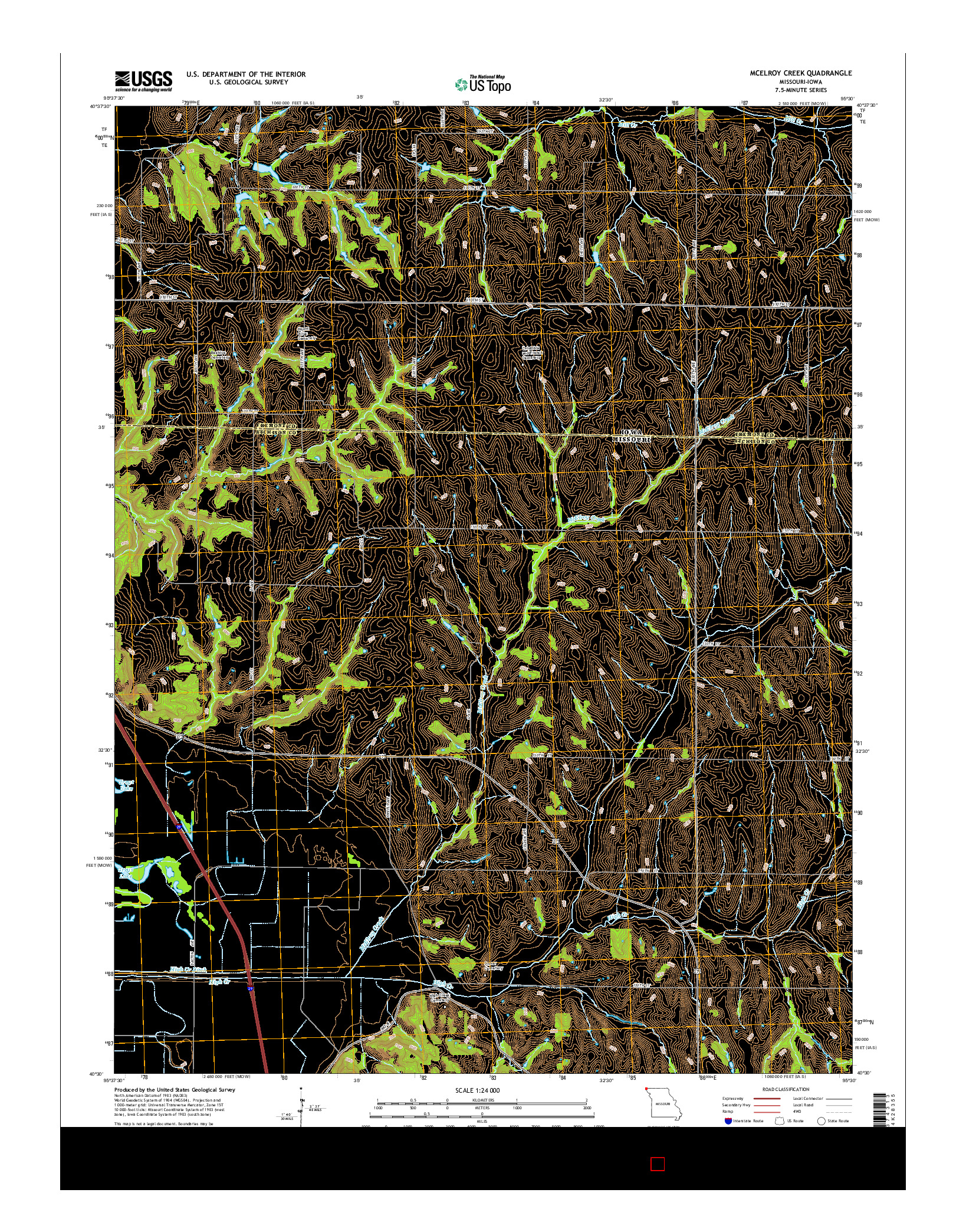 USGS US TOPO 7.5-MINUTE MAP FOR MCELROY CREEK, MO-IA 2014