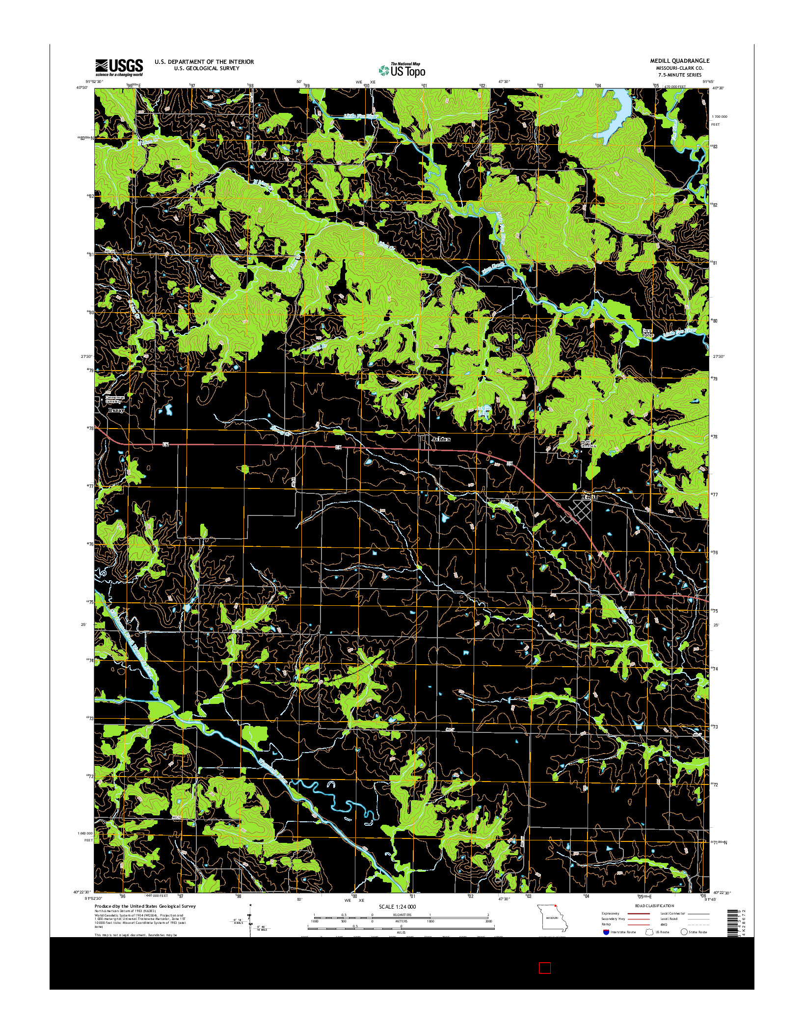 USGS US TOPO 7.5-MINUTE MAP FOR MEDILL, MO 2014