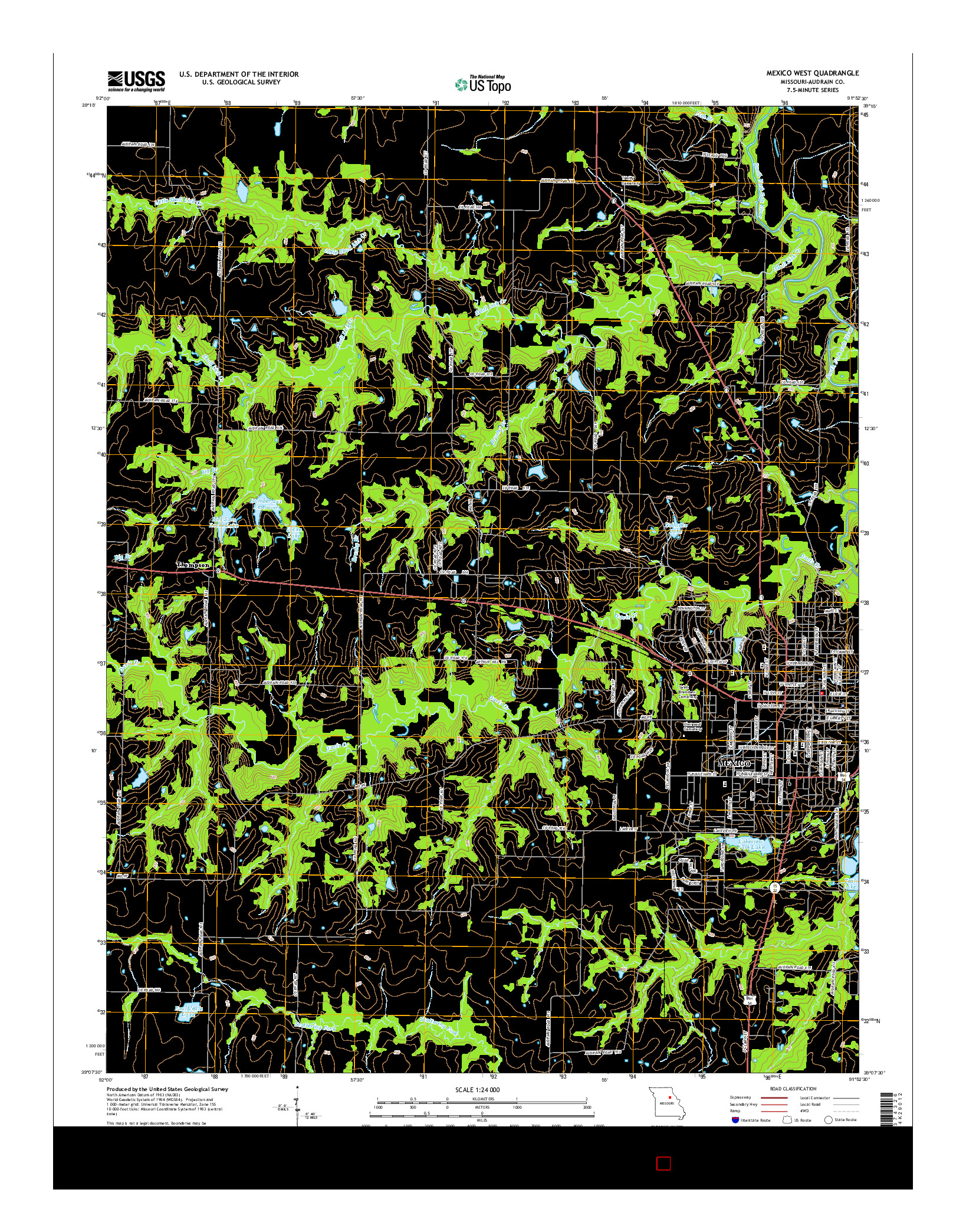 USGS US TOPO 7.5-MINUTE MAP FOR MEXICO WEST, MO 2014