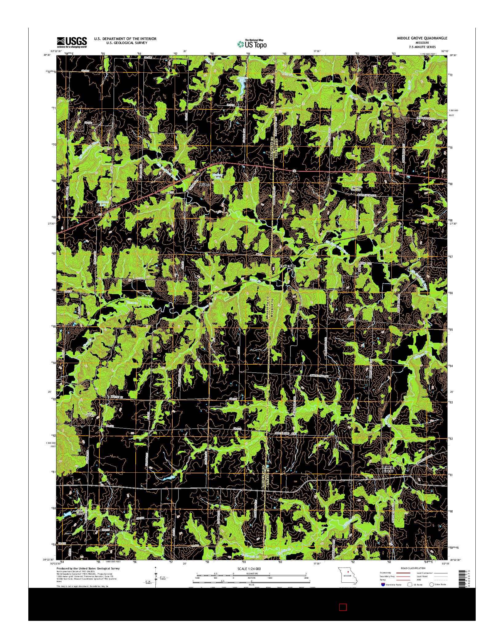 USGS US TOPO 7.5-MINUTE MAP FOR MIDDLE GROVE, MO 2014