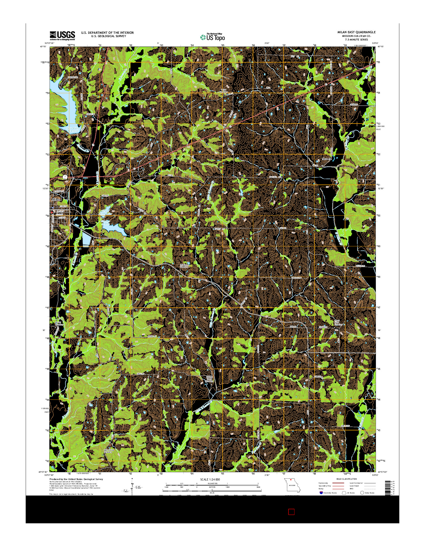 USGS US TOPO 7.5-MINUTE MAP FOR MILAN EAST, MO 2014