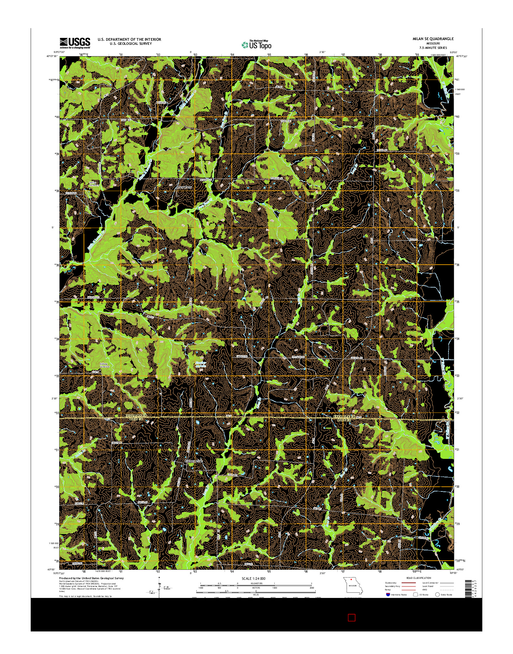 USGS US TOPO 7.5-MINUTE MAP FOR MILAN SE, MO 2014