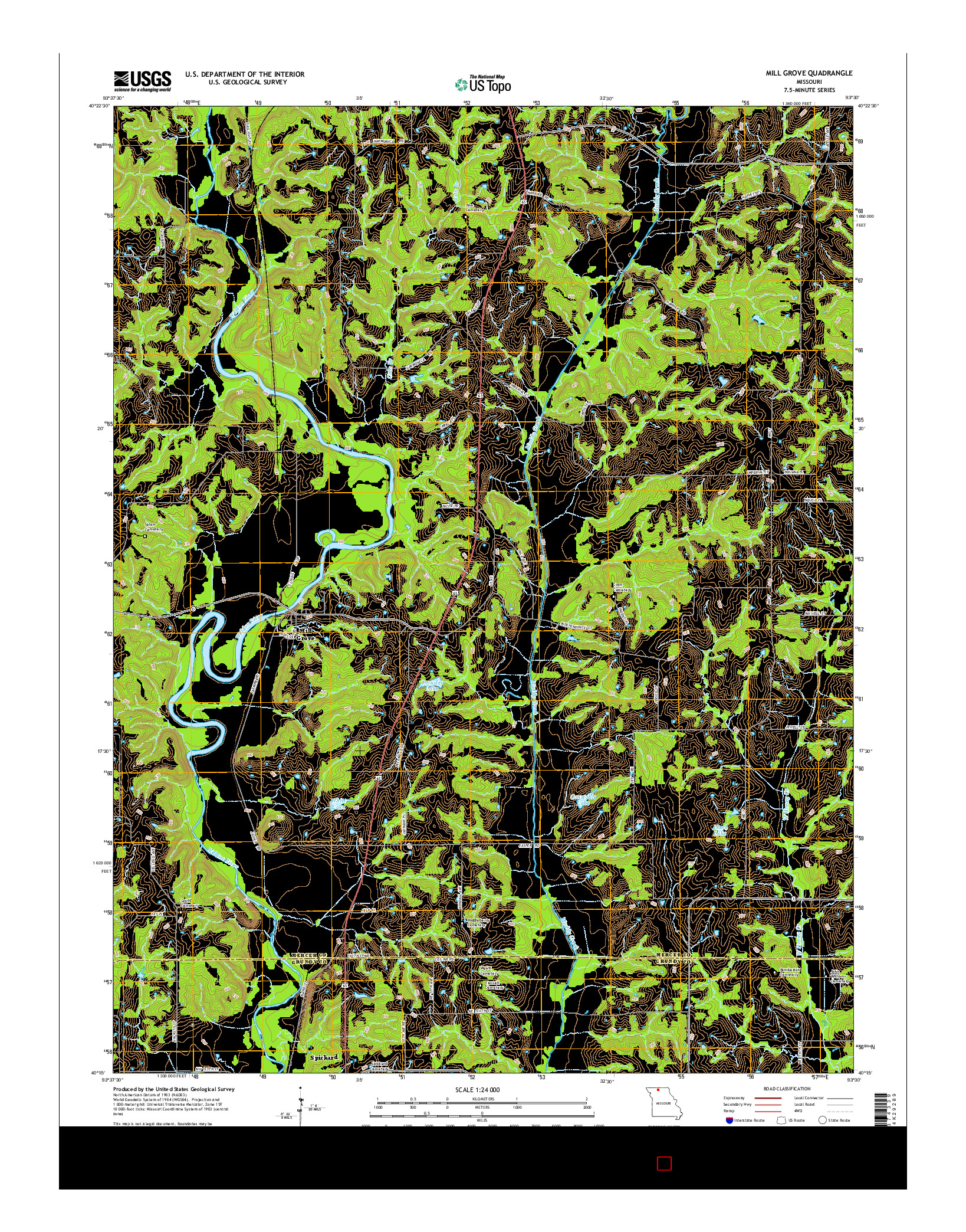 USGS US TOPO 7.5-MINUTE MAP FOR MILL GROVE, MO 2014