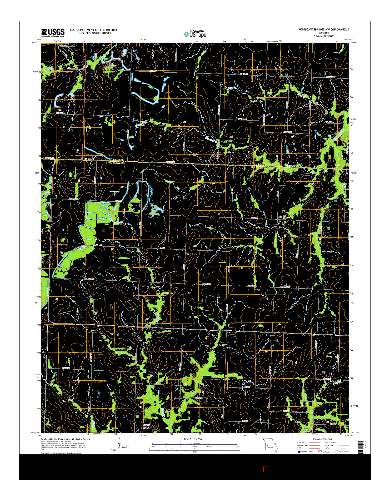 USGS US TOPO 7.5-MINUTE MAP FOR MONEGAW SPRINGS NW, MO 2014