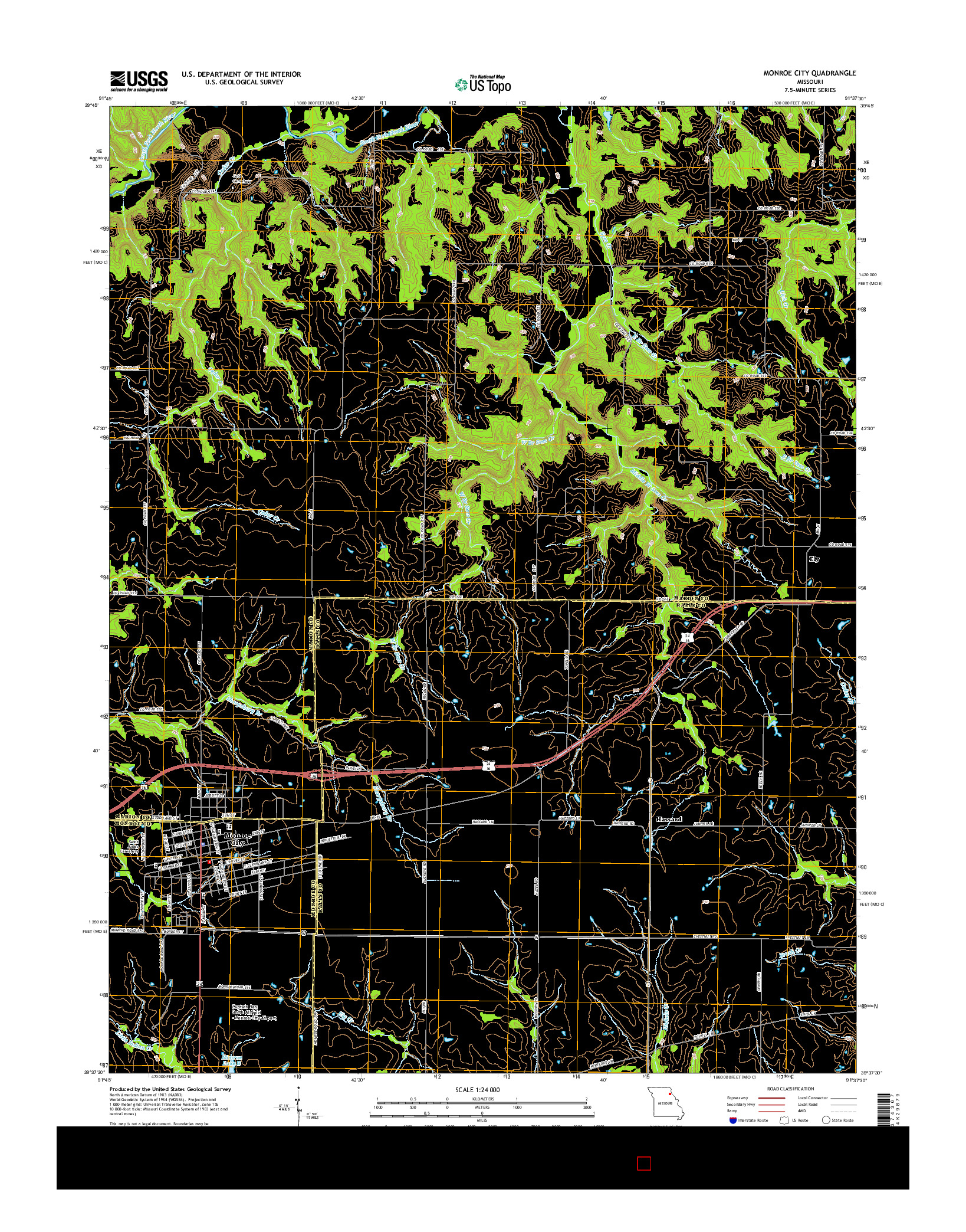 USGS US TOPO 7.5-MINUTE MAP FOR MONROE CITY, MO 2014