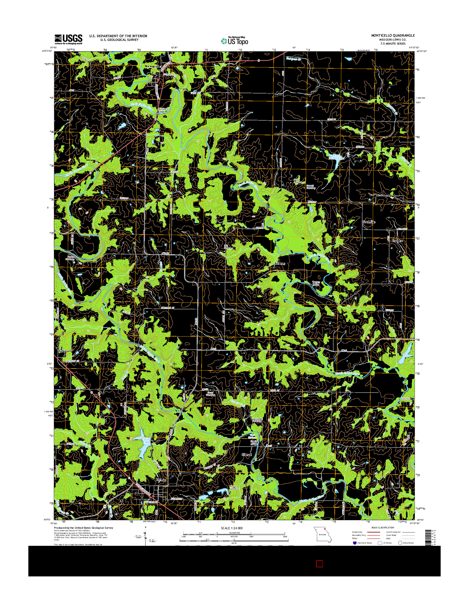 USGS US TOPO 7.5-MINUTE MAP FOR MONTICELLO, MO 2014