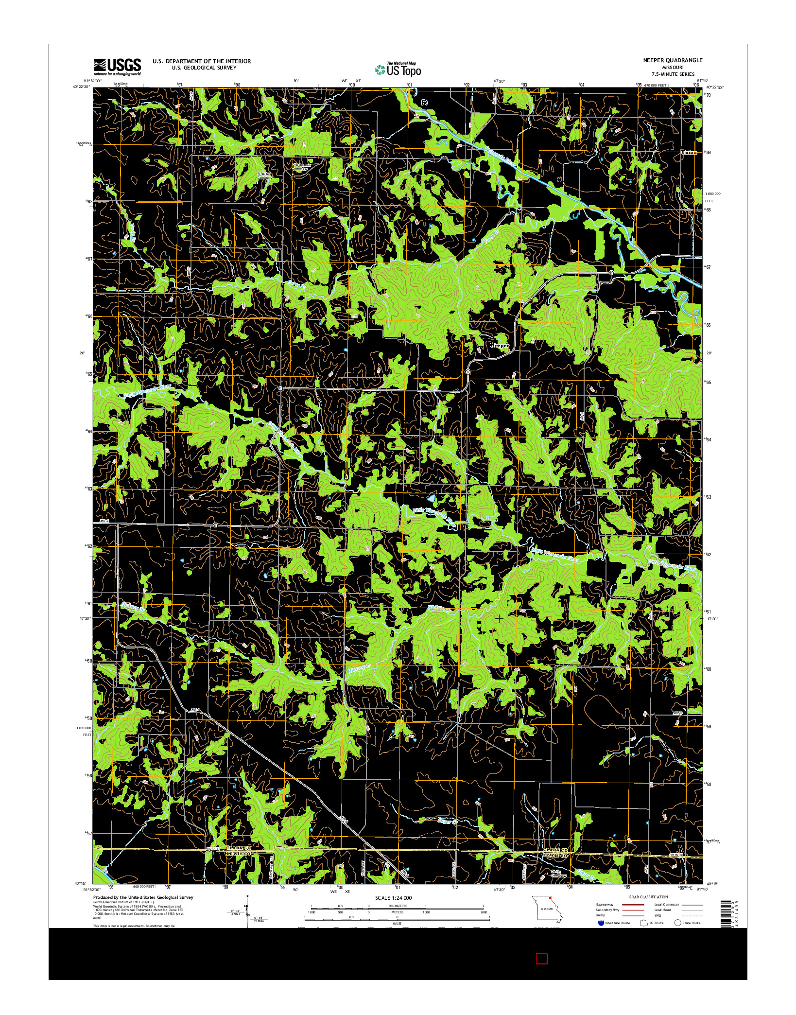 USGS US TOPO 7.5-MINUTE MAP FOR NEEPER, MO 2014