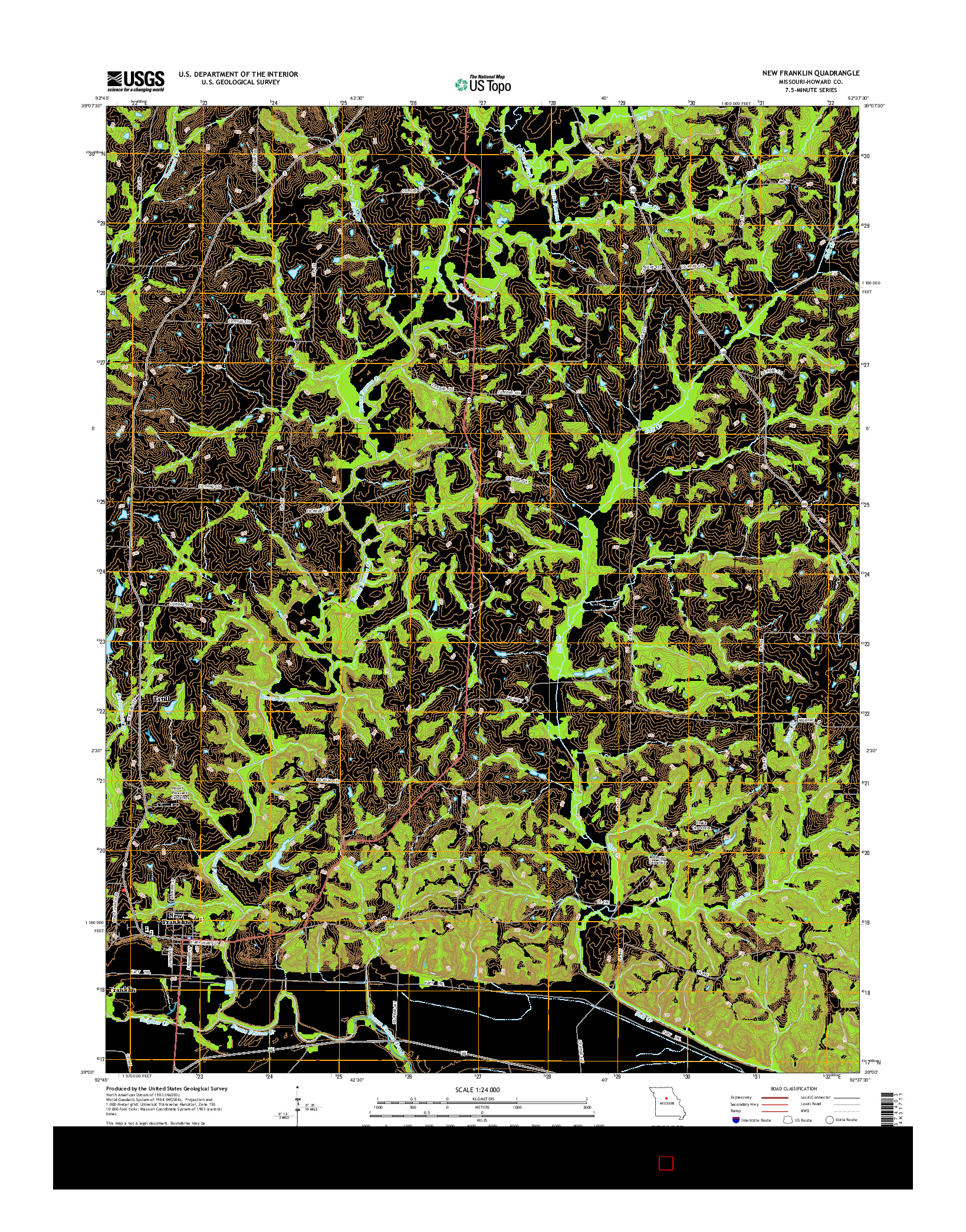 USGS US TOPO 7.5-MINUTE MAP FOR NEW FRANKLIN, MO 2014