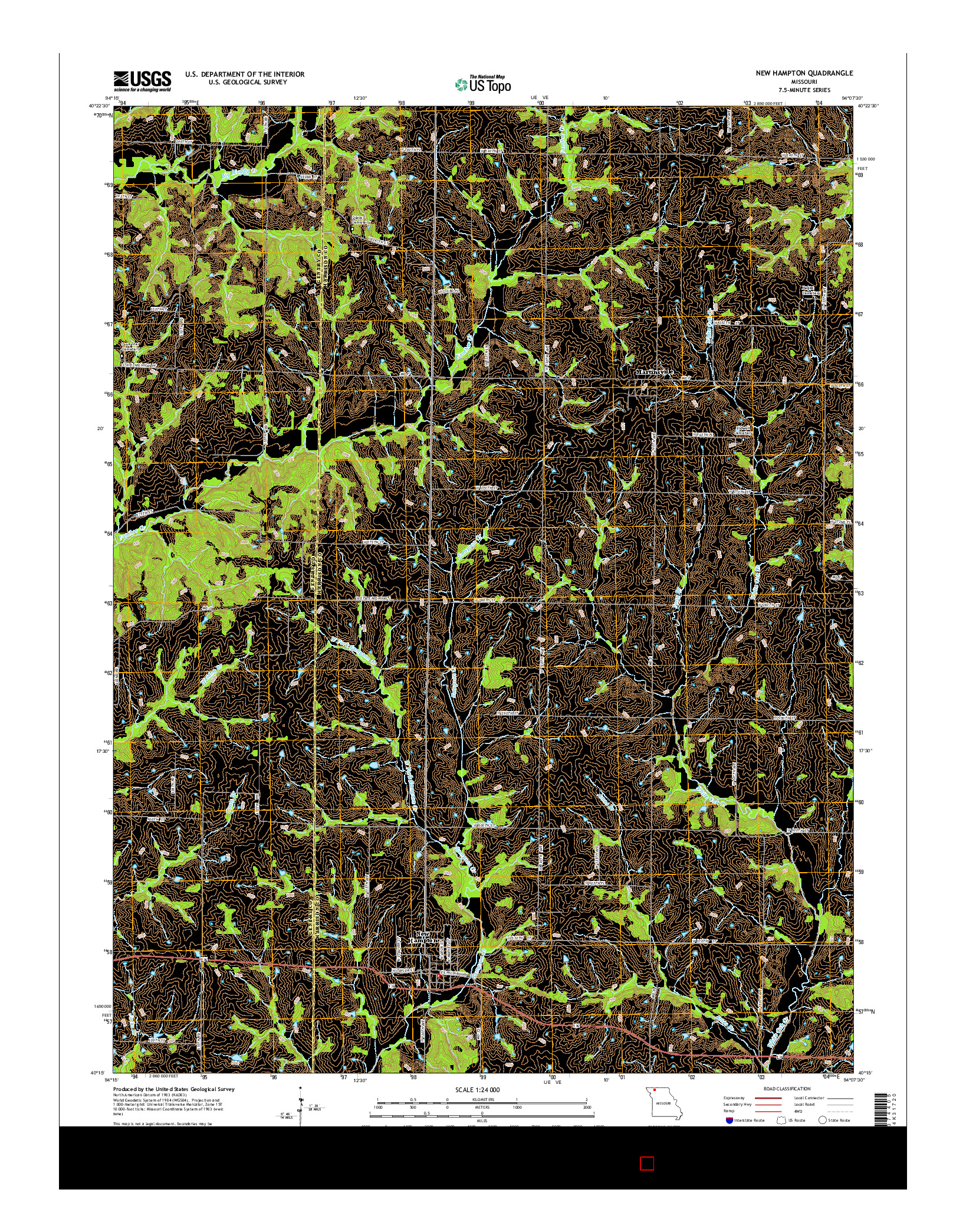 USGS US TOPO 7.5-MINUTE MAP FOR NEW HAMPTON, MO 2014