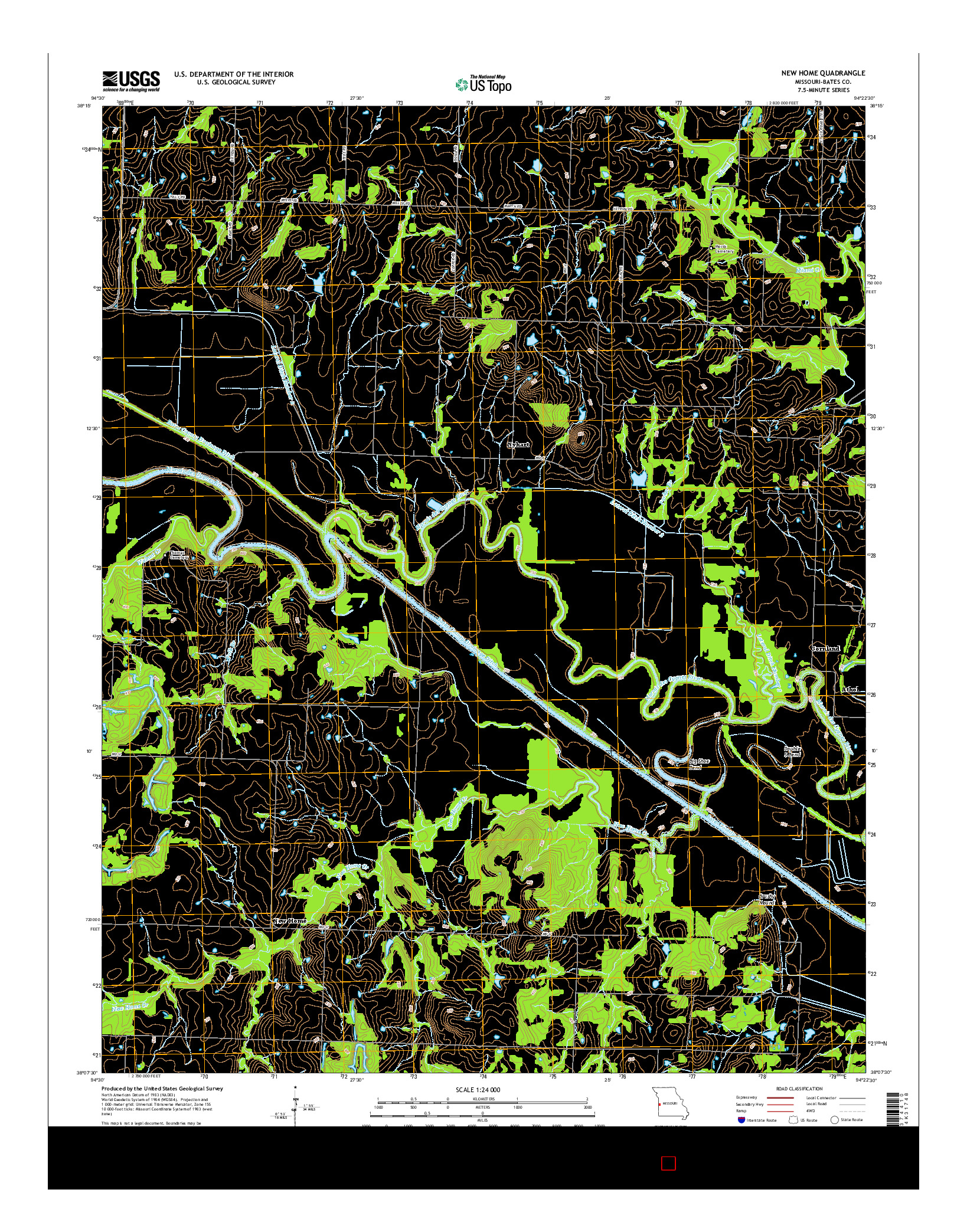 USGS US TOPO 7.5-MINUTE MAP FOR NEW HOME, MO 2014