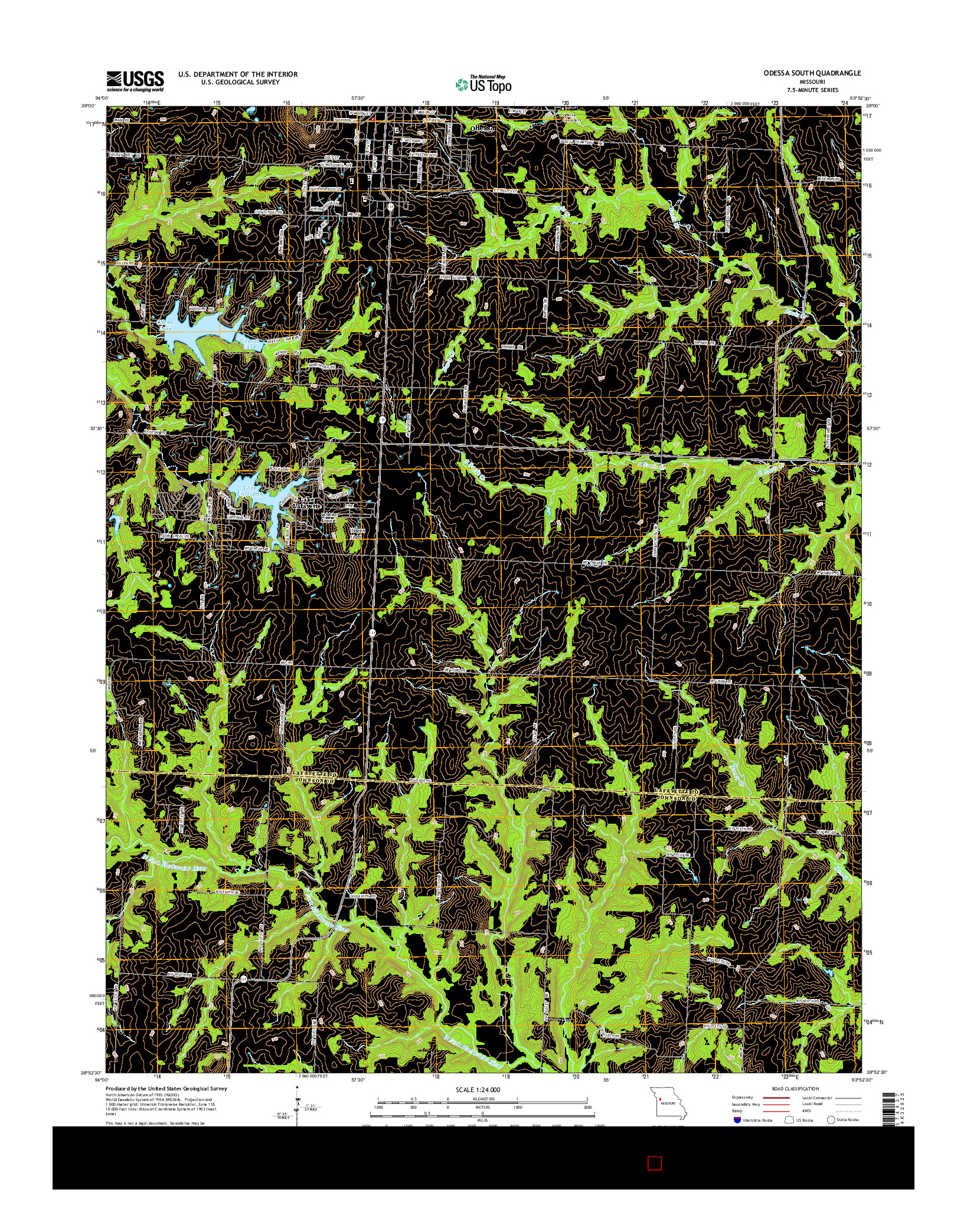 USGS US TOPO 7.5-MINUTE MAP FOR ODESSA SOUTH, MO 2014