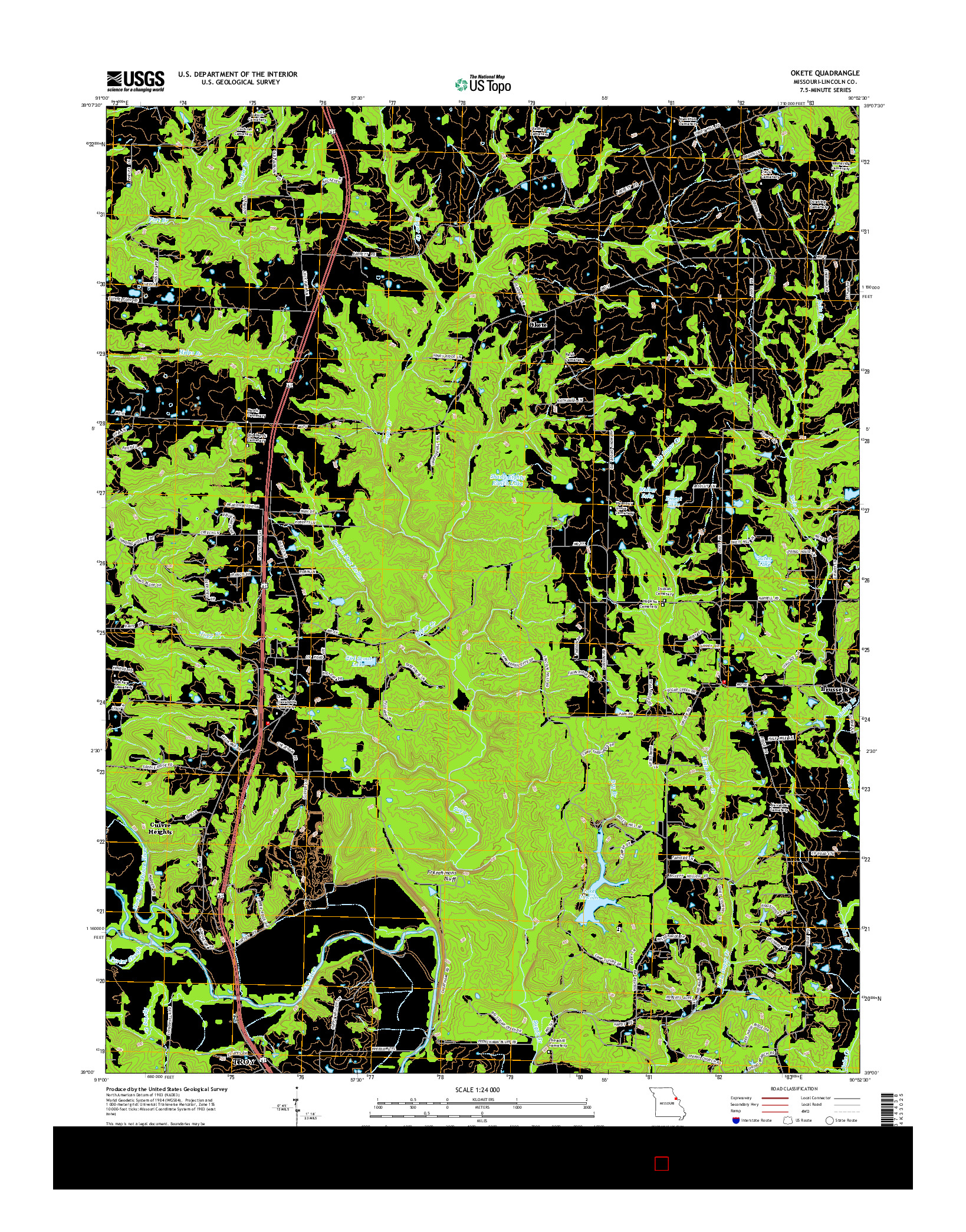 USGS US TOPO 7.5-MINUTE MAP FOR OKETE, MO 2014