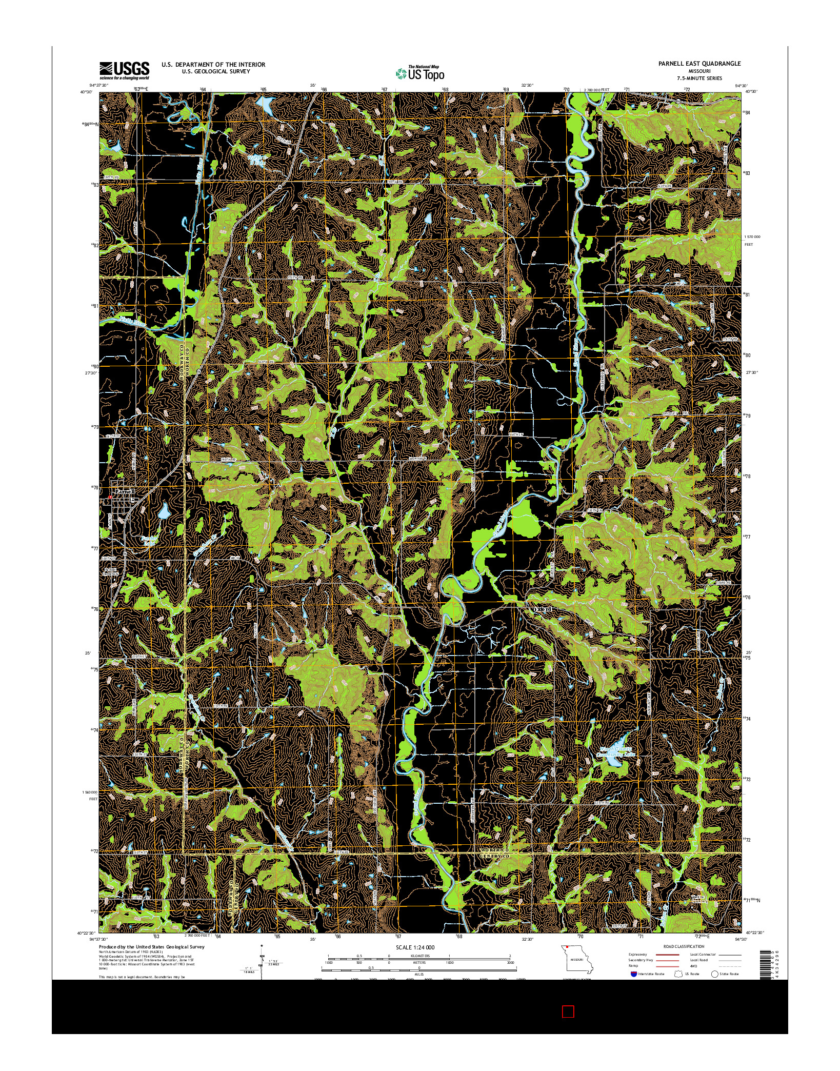 USGS US TOPO 7.5-MINUTE MAP FOR PARNELL EAST, MO 2014