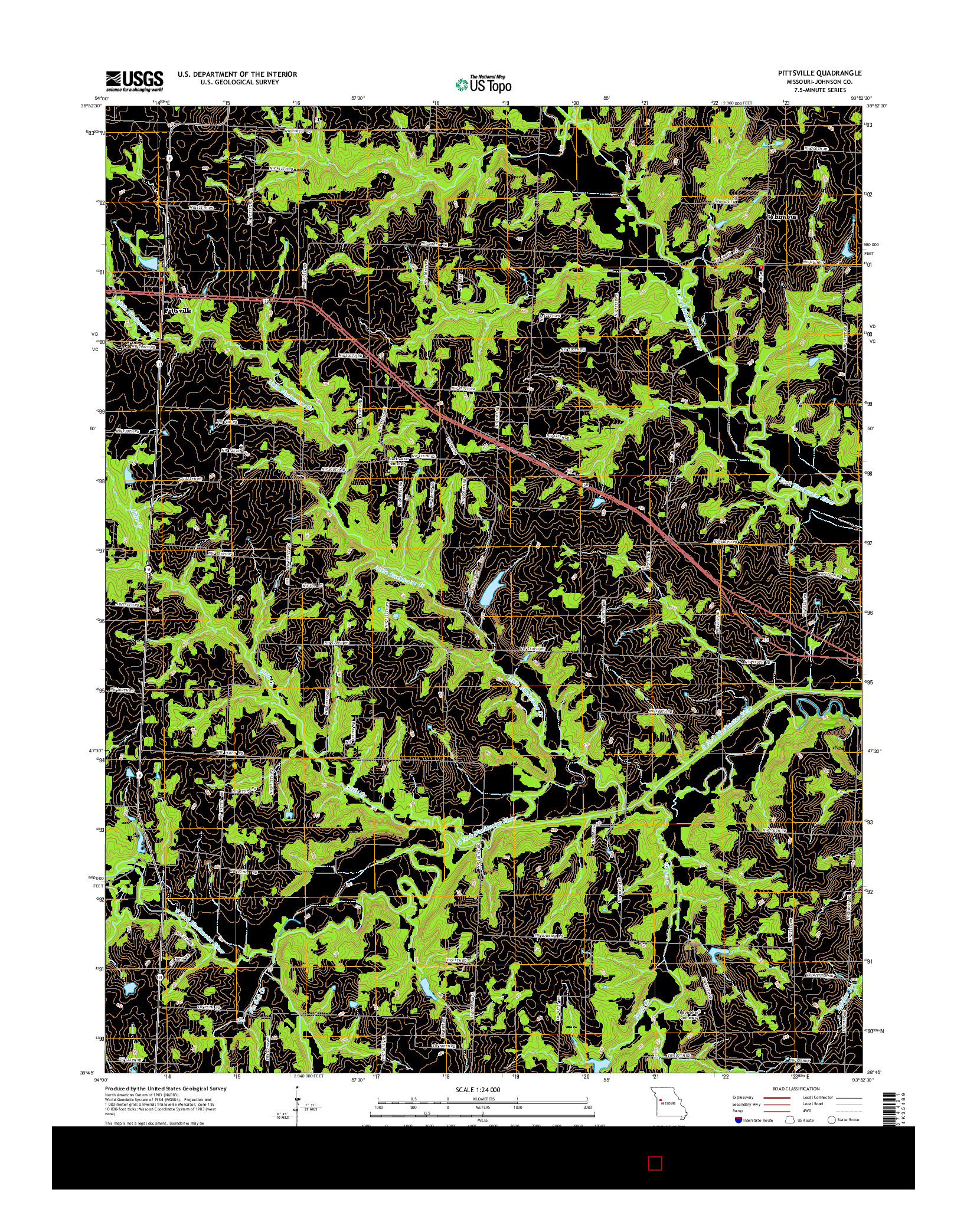 USGS US TOPO 7.5-MINUTE MAP FOR PITTSVILLE, MO 2014