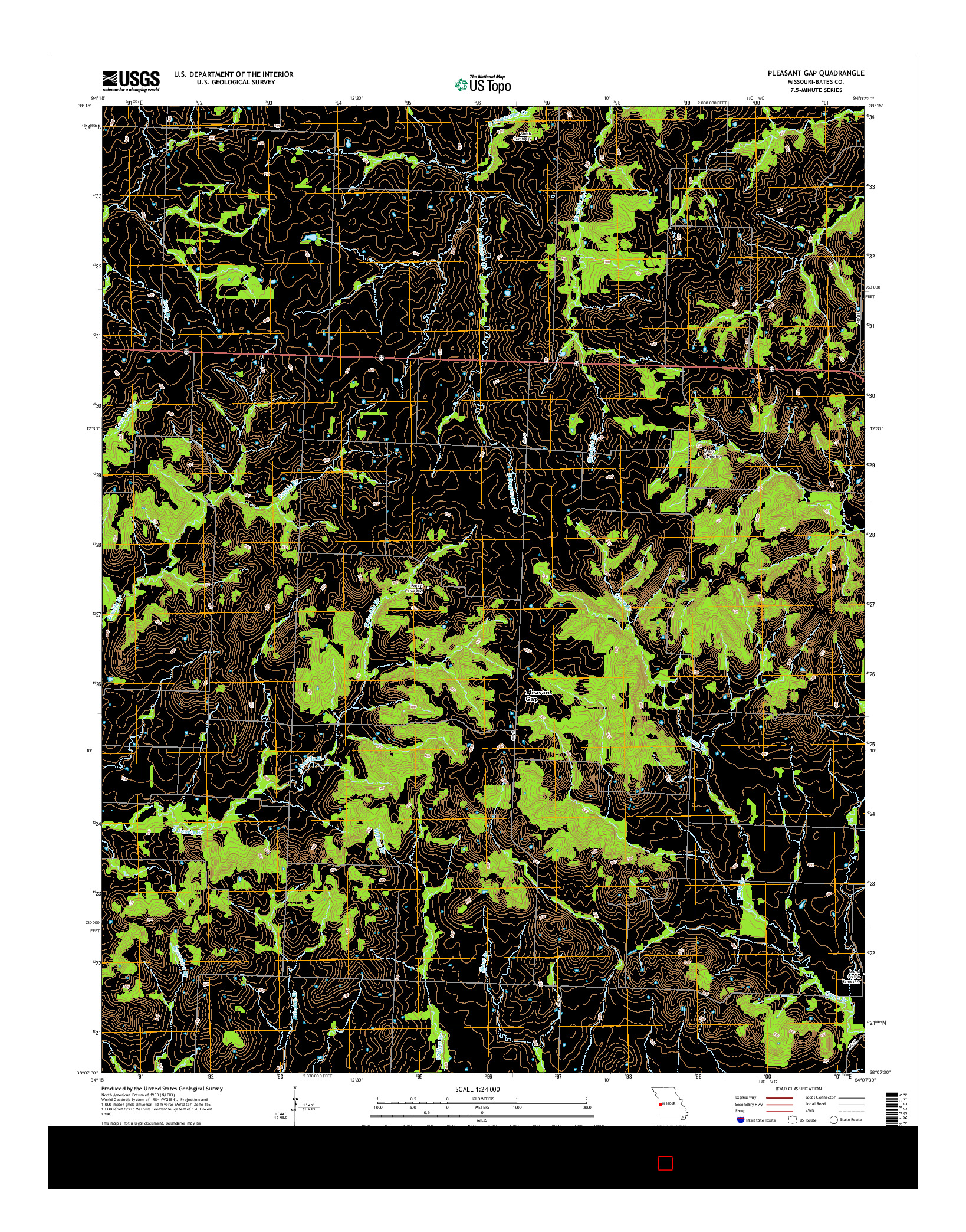 USGS US TOPO 7.5-MINUTE MAP FOR PLEASANT GAP, MO 2014