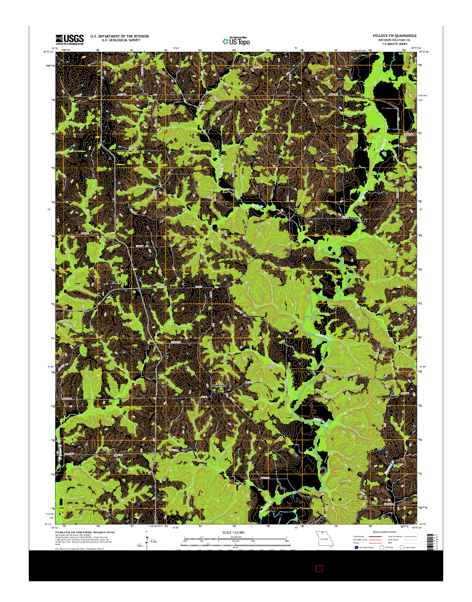 USGS US TOPO 7.5-MINUTE MAP FOR POLLOCK SW, MO 2014