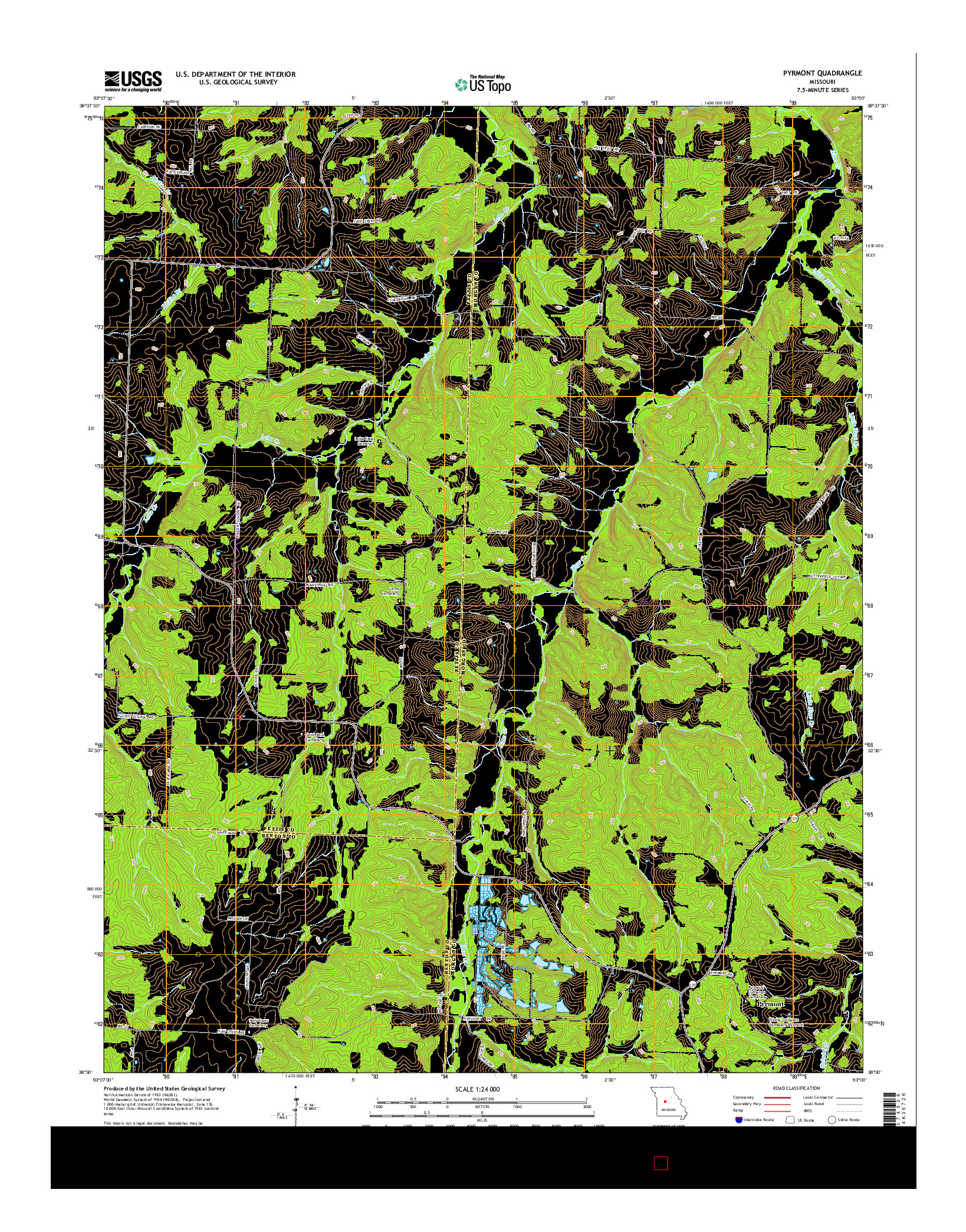 USGS US TOPO 7.5-MINUTE MAP FOR PYRMONT, MO 2014